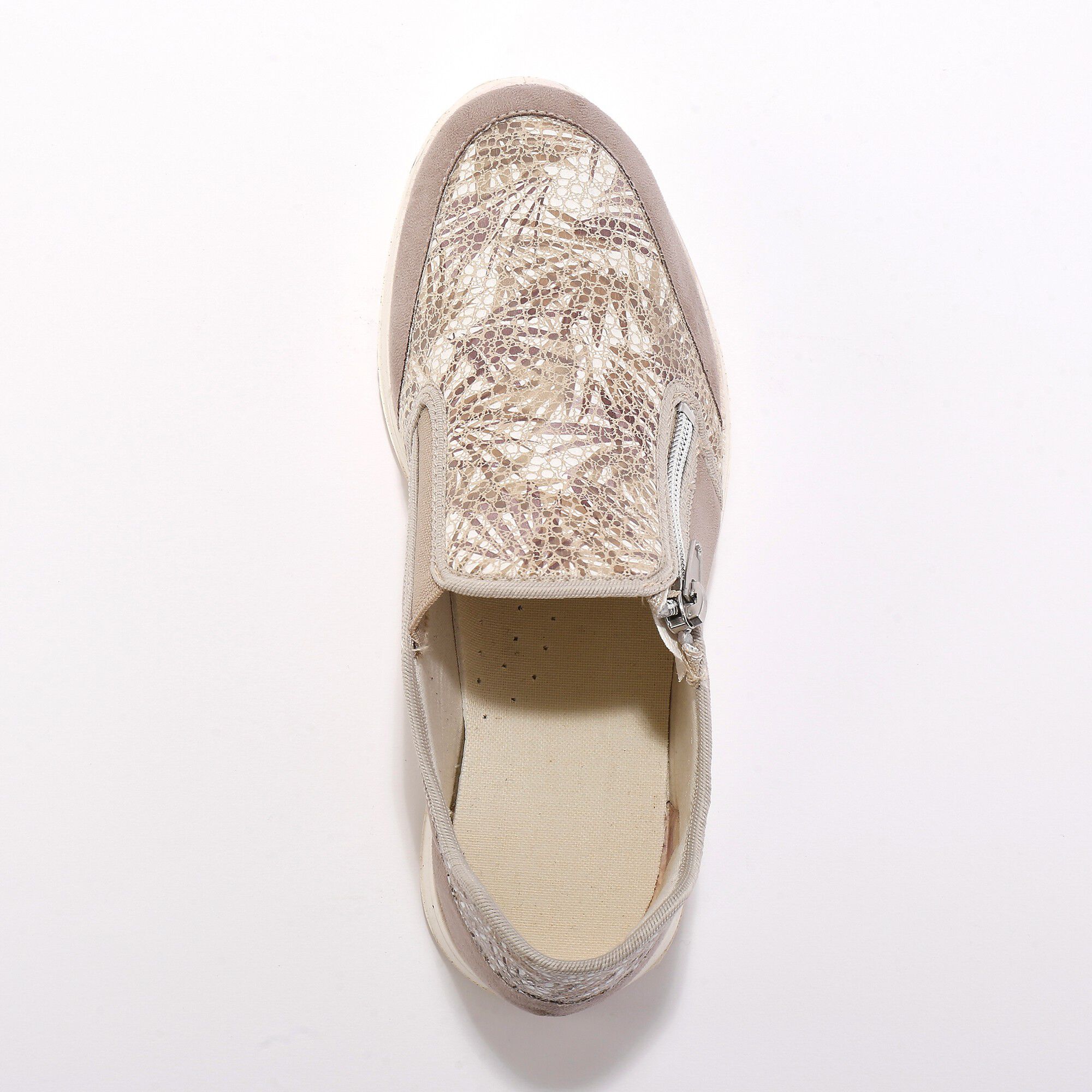 Baskets zippées spécial pieds sensibles en tissu extensible