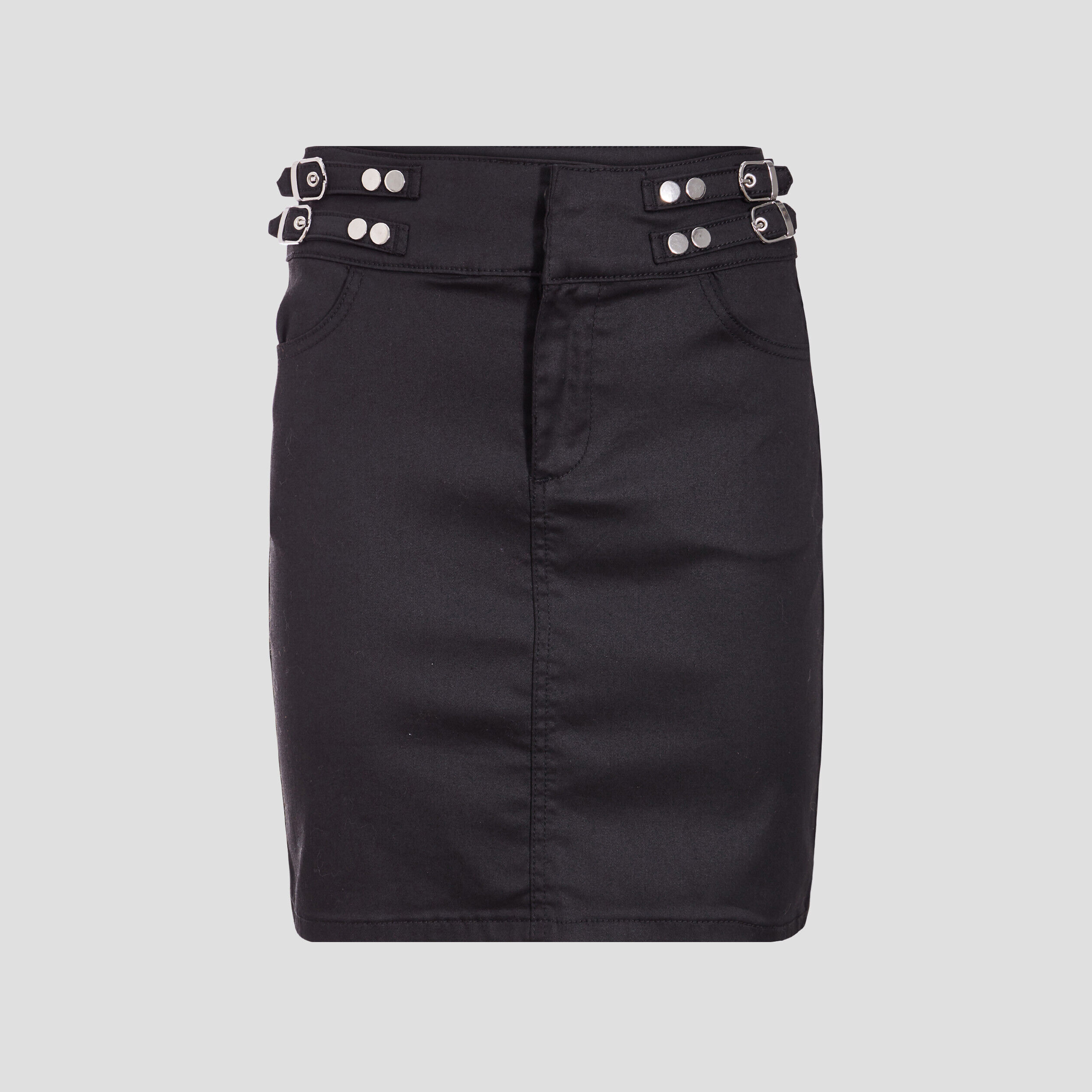 Jupe droite enduite denim noir enduit femme | Cache Cache