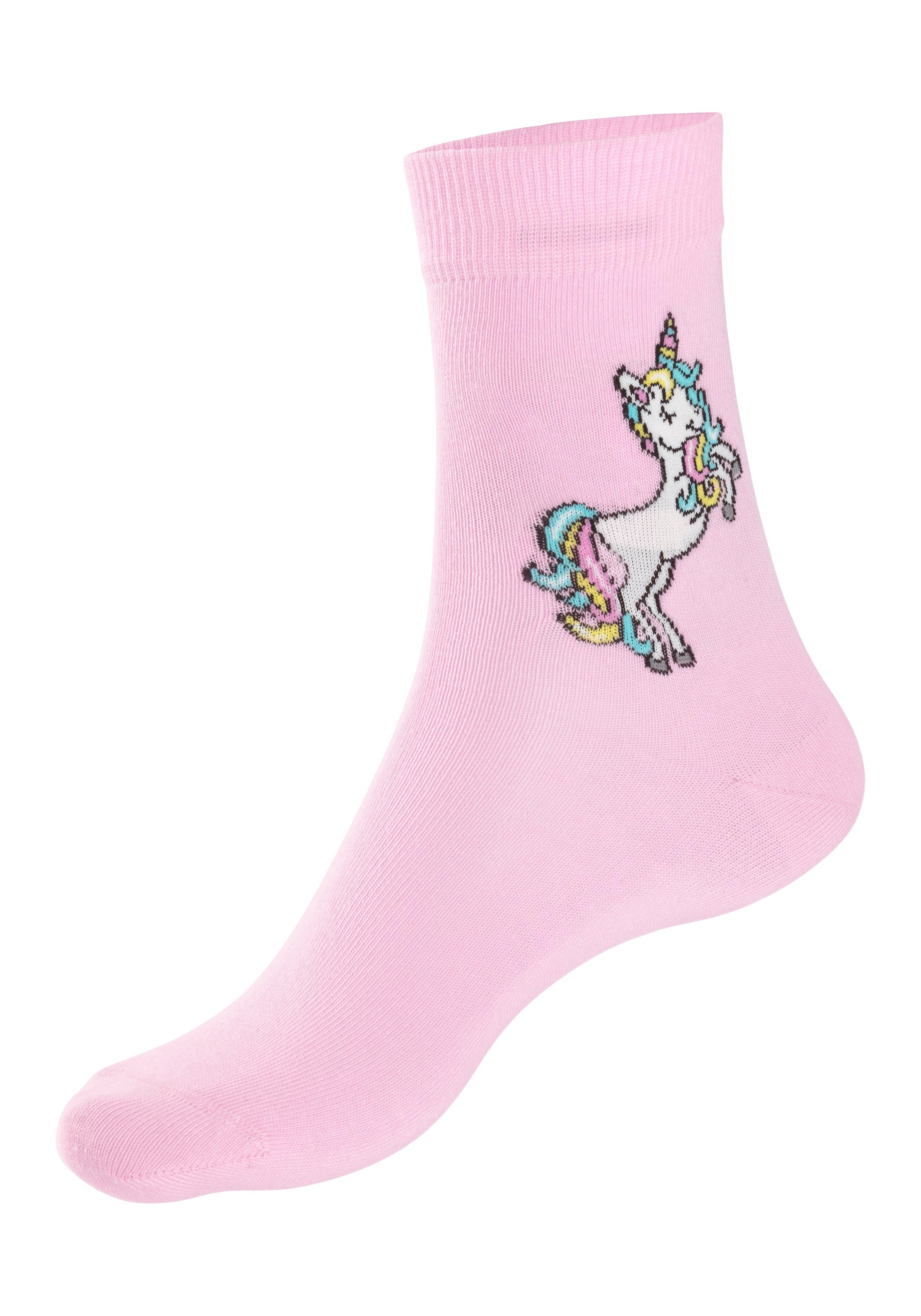 H.I.S Basicsocken (4-Paar) mit Einhorn Motiven