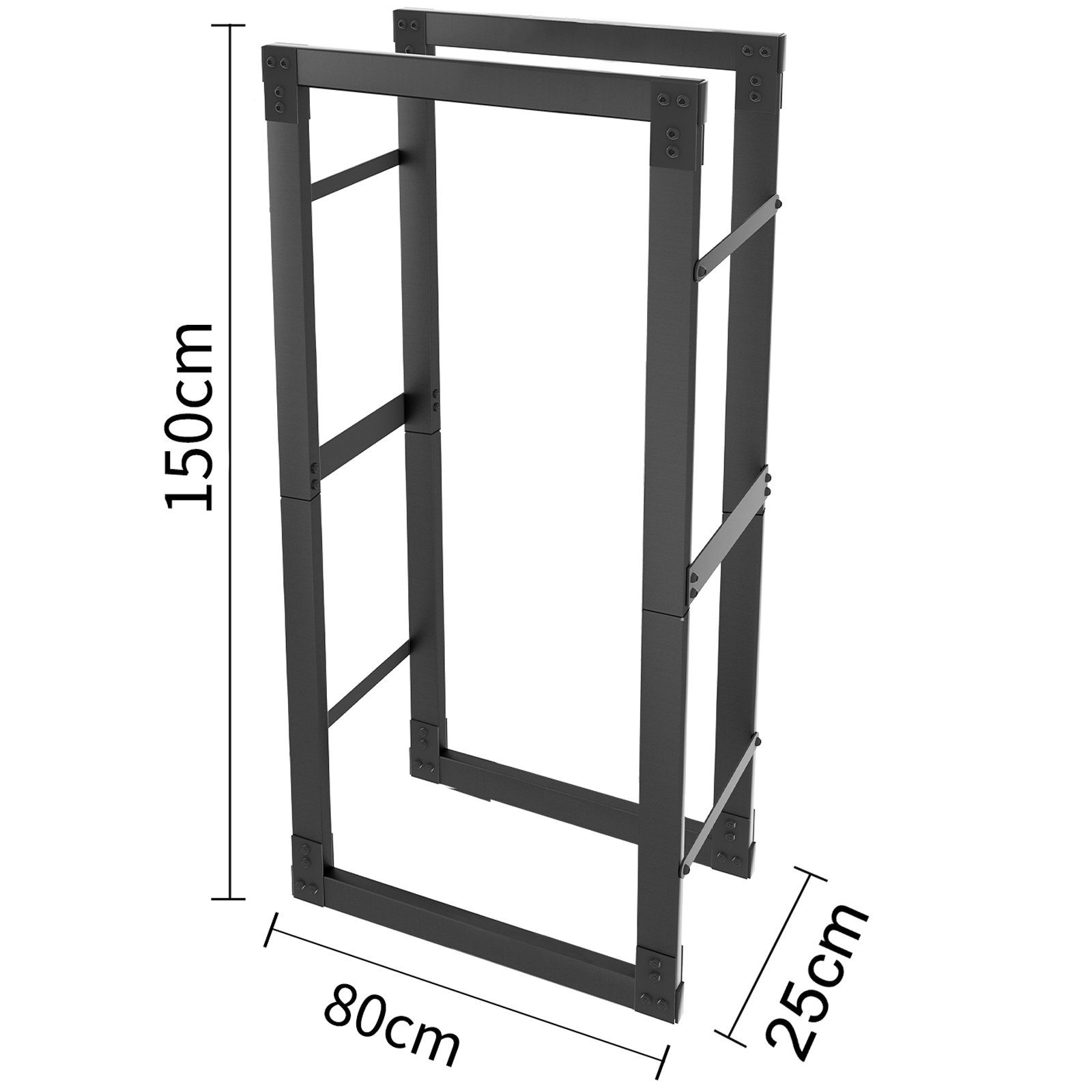 UISEBRT Kaminholzregal Kaminholzhalter Holzhalter Schwarz, für innen außen