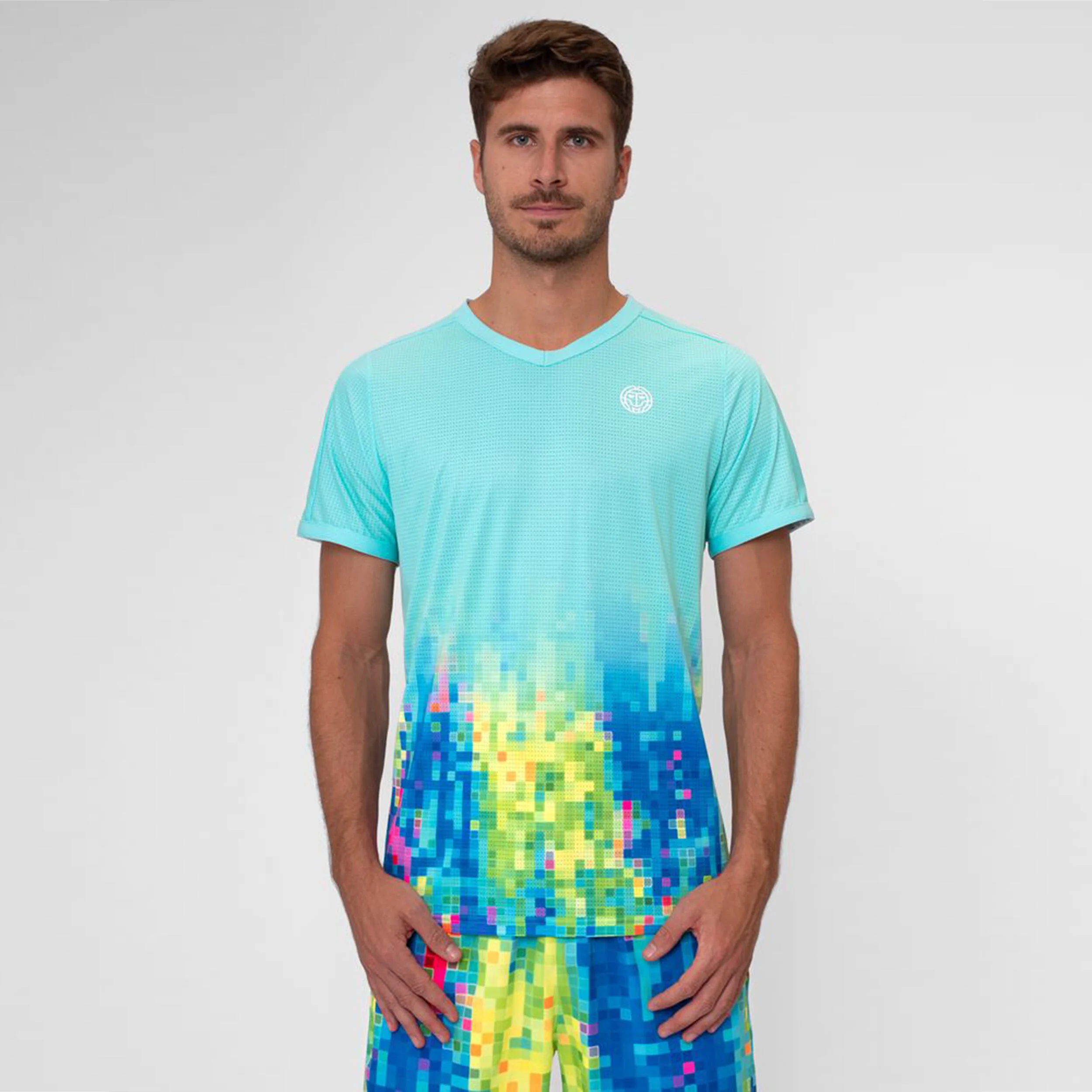 Melbourne 2024 V-Neck T-Shirt Herren - Türkis, Mehrfarbig