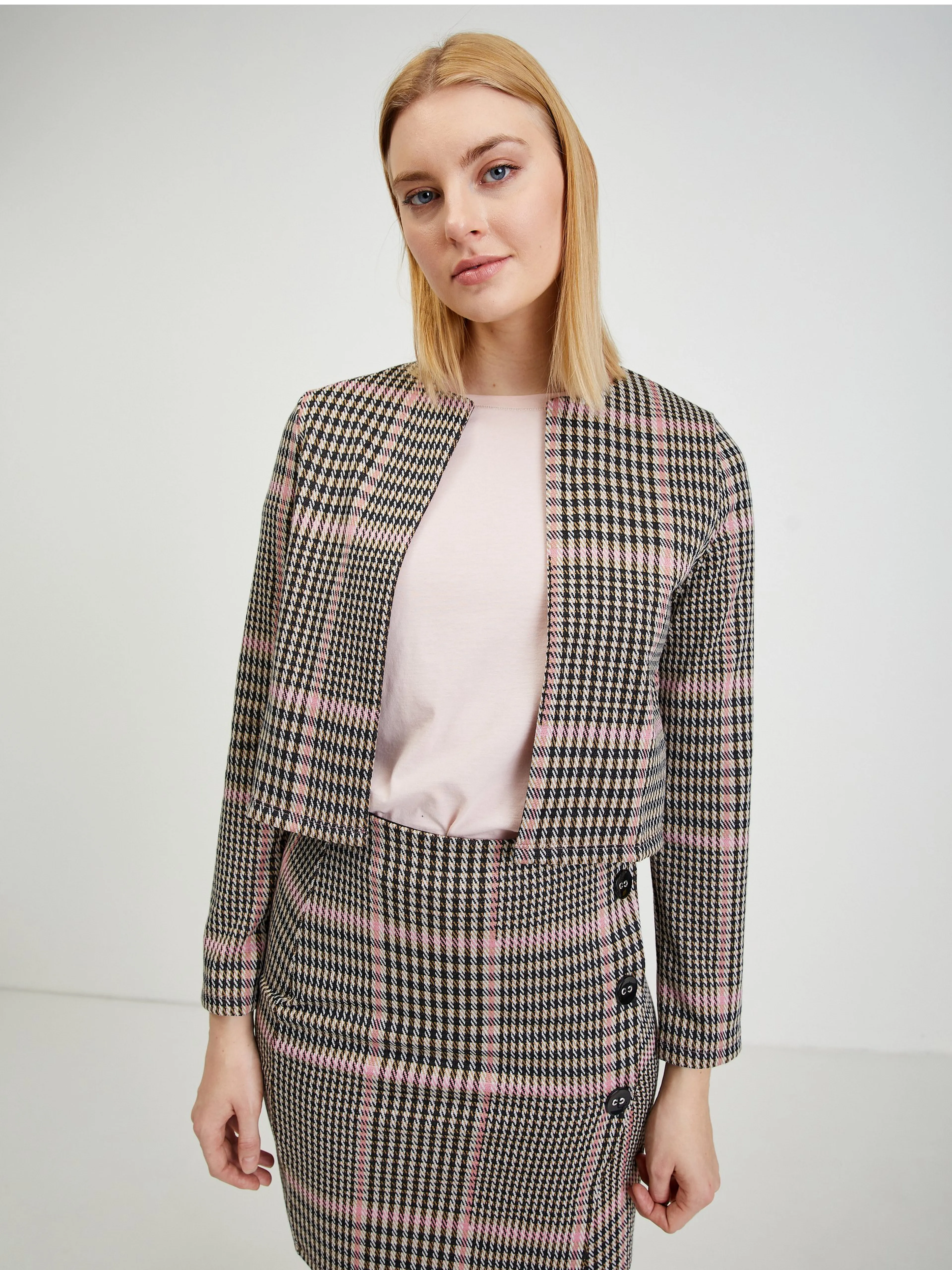 Rosa-schwarze gemusterte Damenjacke ORSAY
