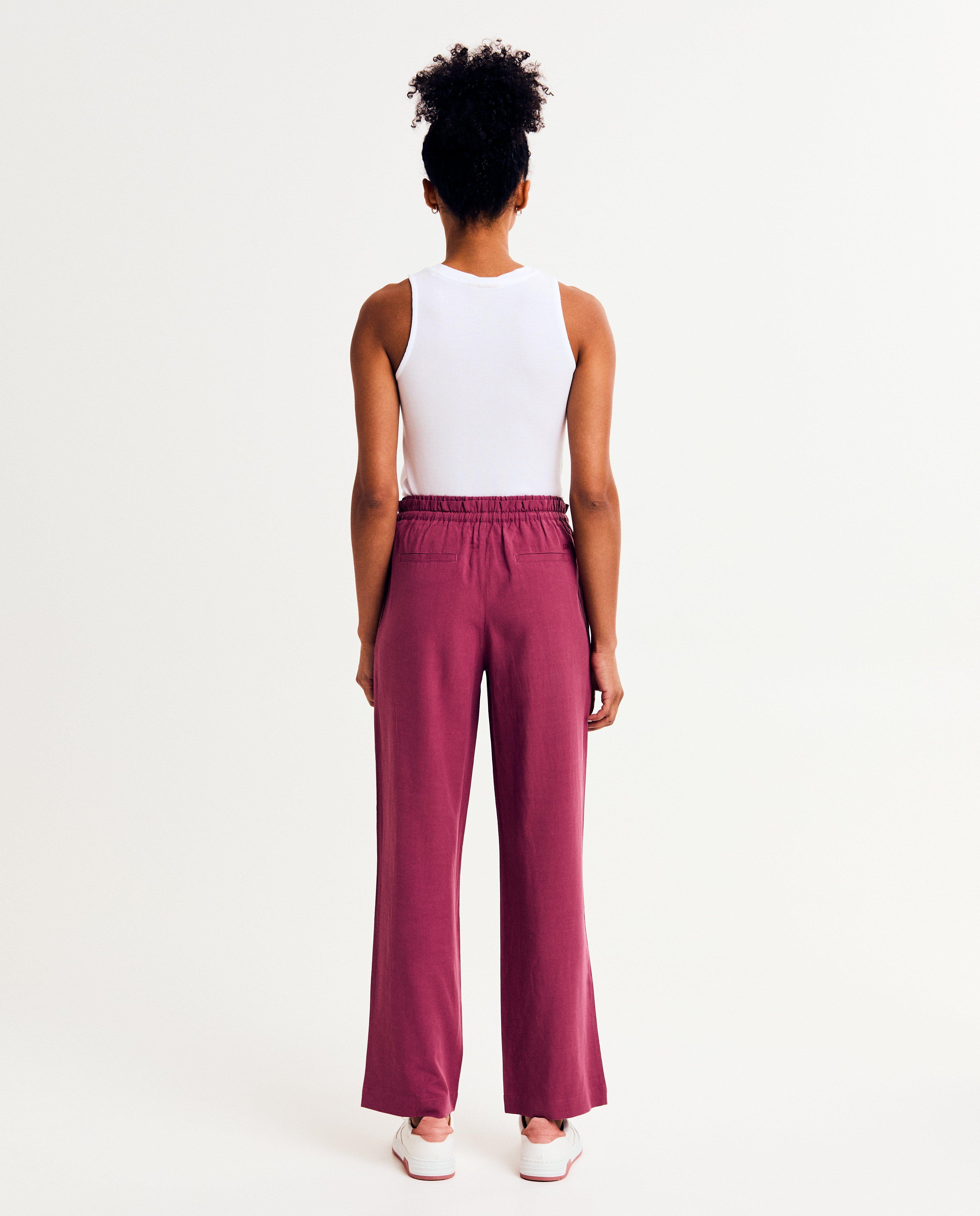 Pantaloni I AM mov cu viscoză LENZING™ ECOVERO™, roșu închis 36-46