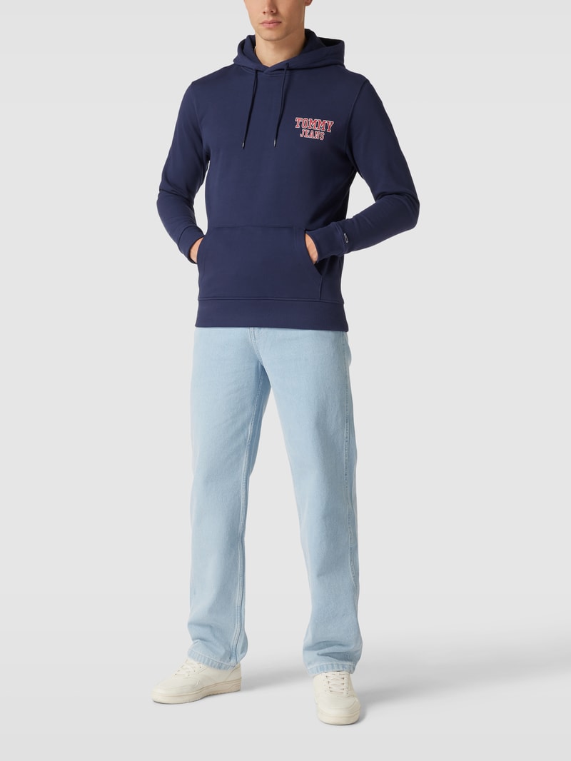 Hoodie mit Label-Print Modell 'ENTRY' in dunkelblau