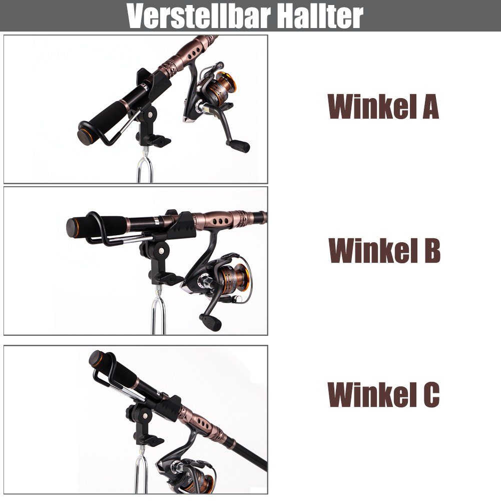 Croch Rutenhalter Rutenständer, (2-tlg., 360° Verstellbar Hallter für Angelruten Edelstahl Stark und Stabil)