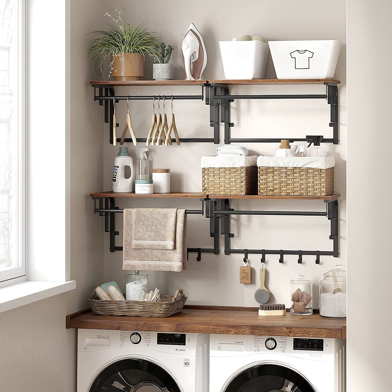 Vasagle Wandgarderobe mit Ablage, 5 abnehmbaren Haken