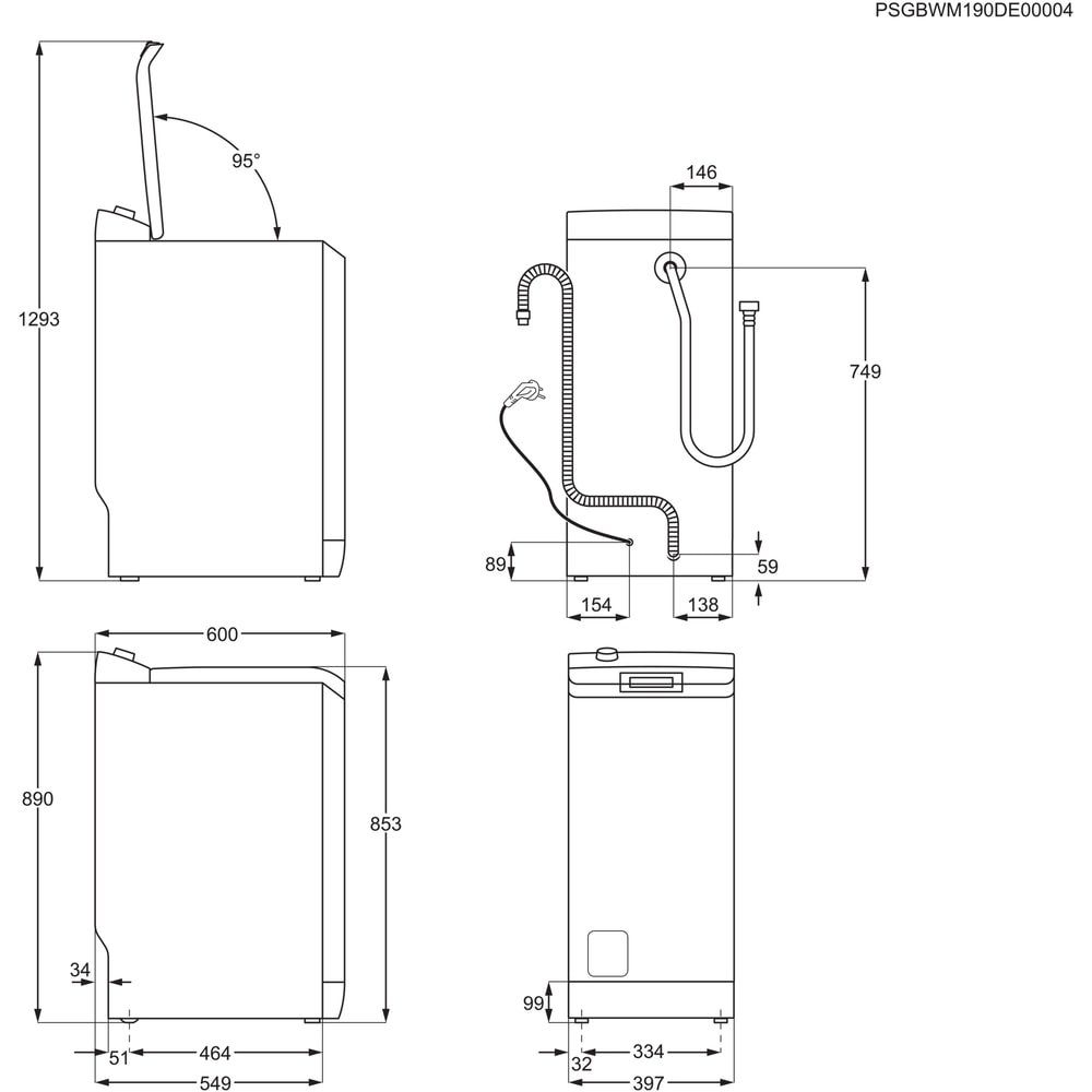 AEG Waschmaschine Toplader Toplader freistehend 6 kg 1500 U/Min weiß EEK: B LTR7E80569