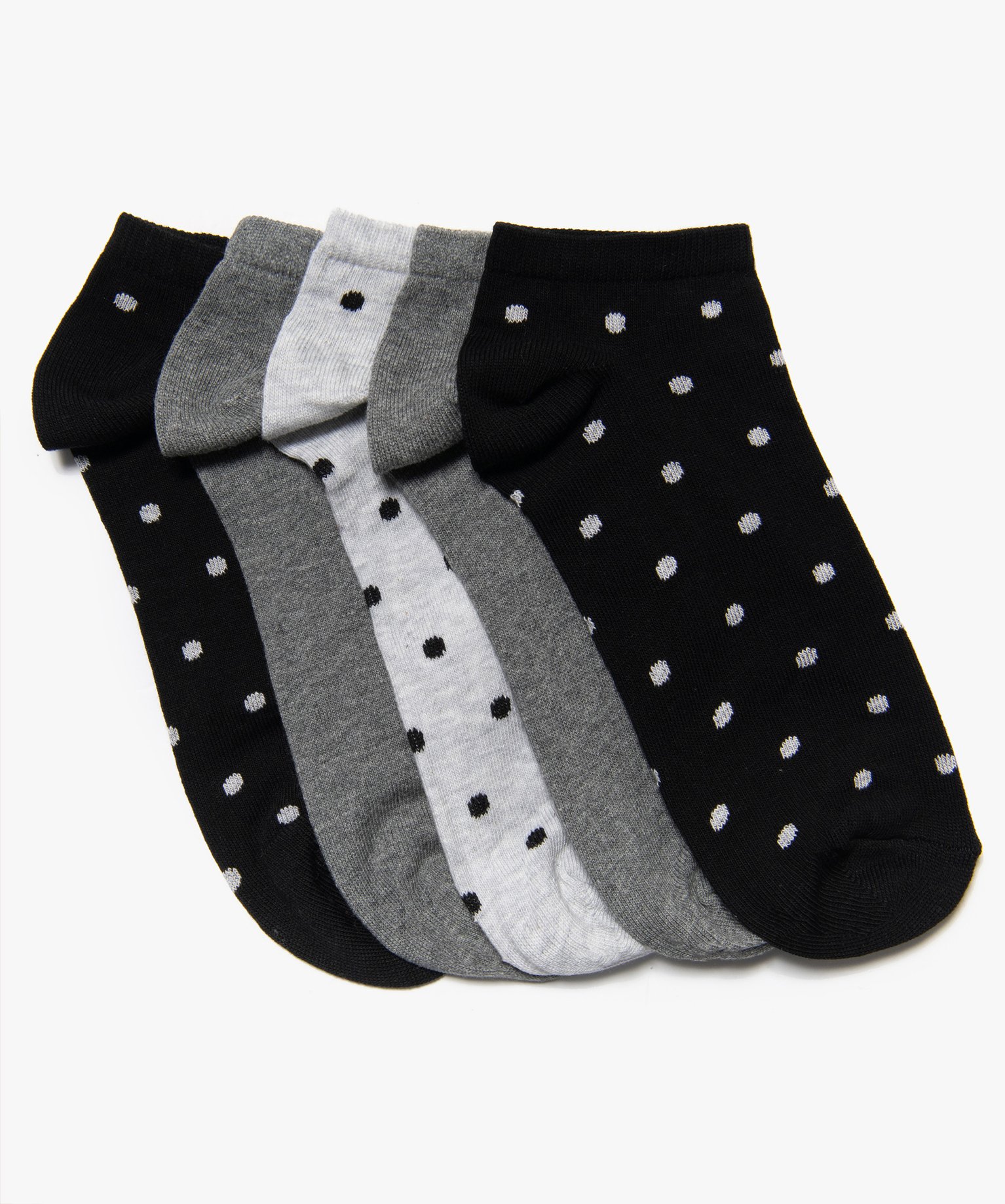 Chaussettes ultra-courtes à pois femme (lot de 5 paires) noir | GEMO