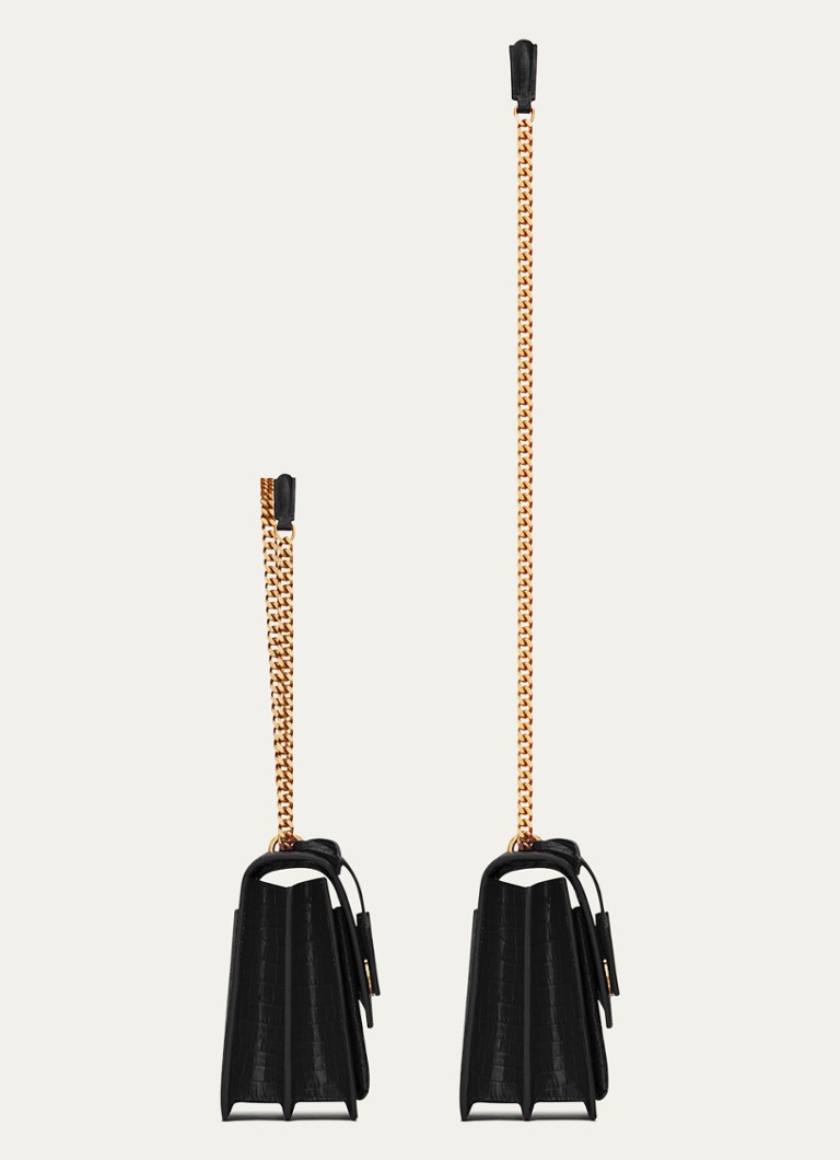 Sac bandoulière Saint Laurent Sunset moyen en cuir de veau à l'aspect croco