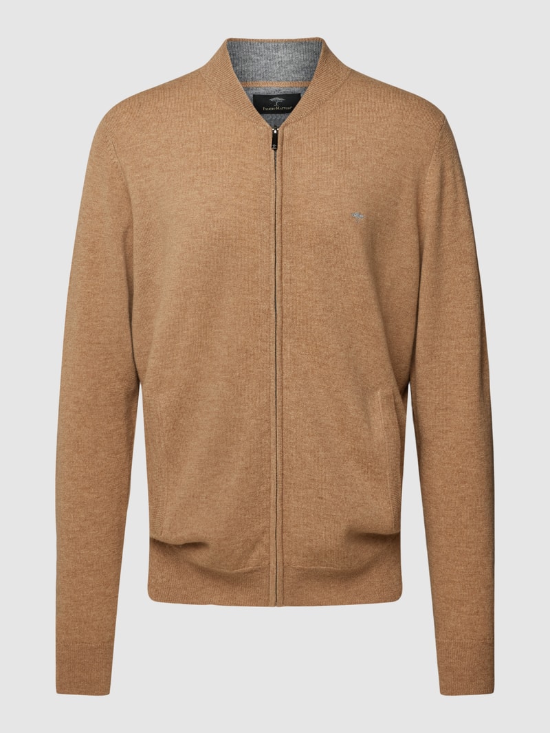 Strickjacke aus Wolle-Kaschmir-Mix mit Reißverschluss in camel