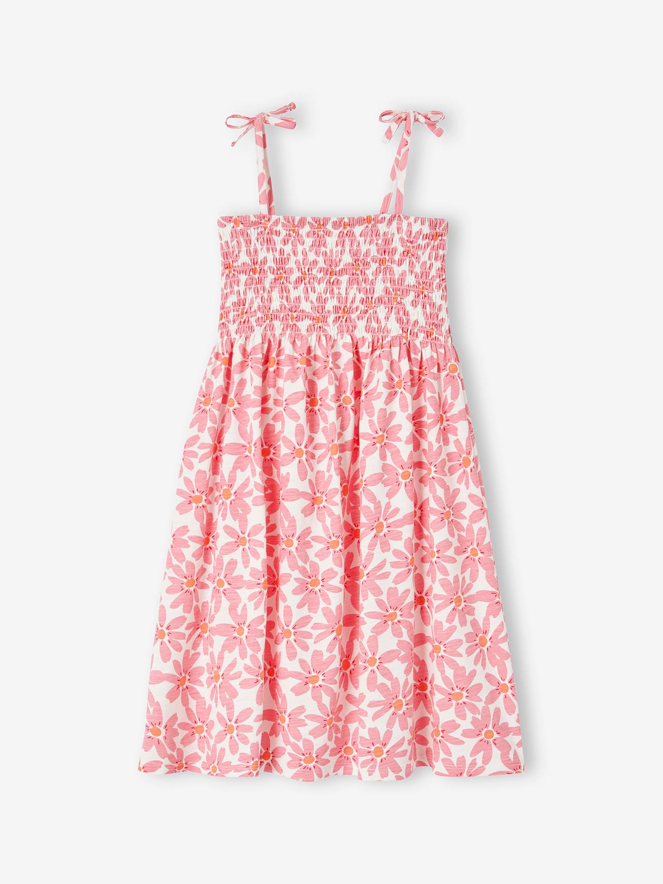 Vertbaudet Gesmoktes Mädchen Trägerkleid Oeko-Tex - mandarine
