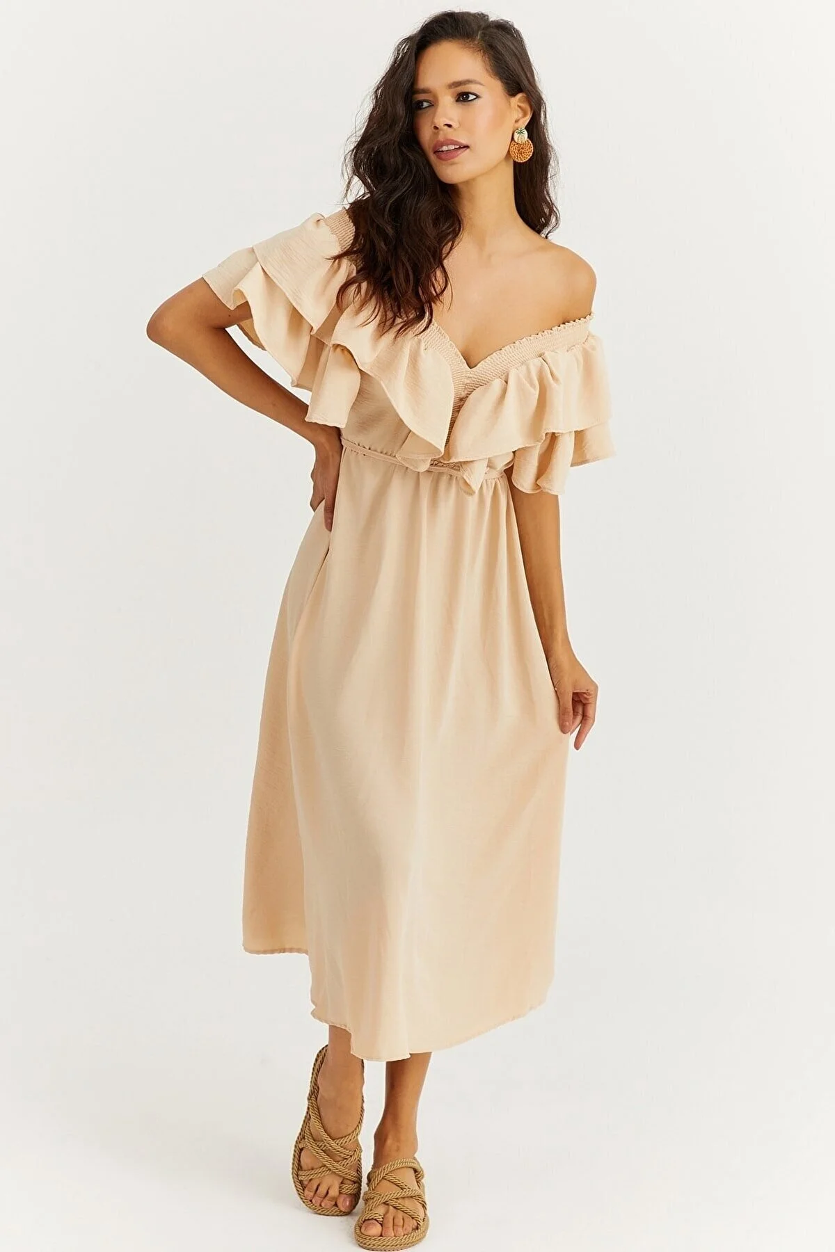 Cool & Sexy  Damen-Vanilla-V-Volantkleid vorne hinten KS113 für Damen