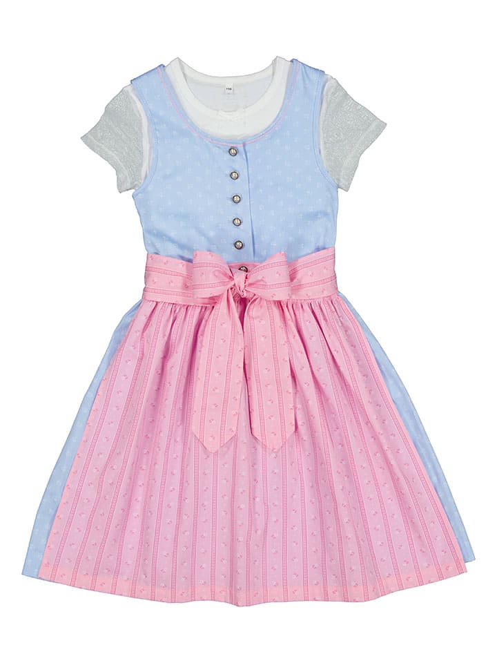 Turi Landhaus Dirndl in Hellblau/ Rosa günstig kaufen
