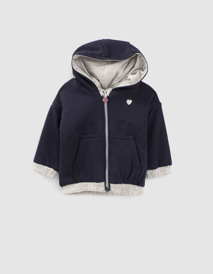 Cardigan réversible gris lurex et marine bébé fille