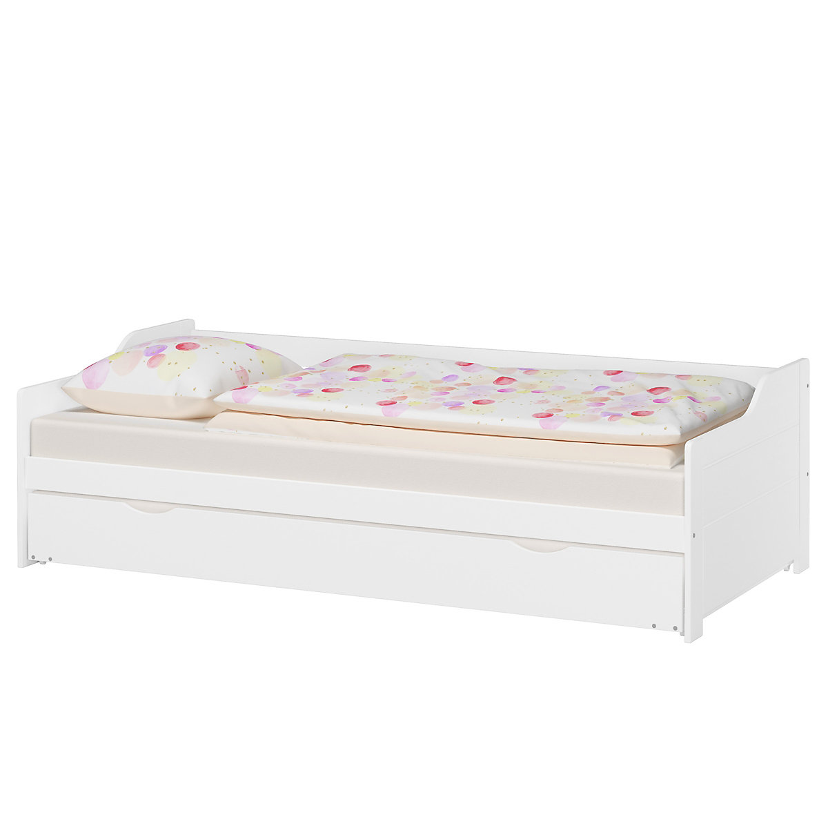 Set: Sofabett weiß aus Kiefer, Rost, Matratze 90x200