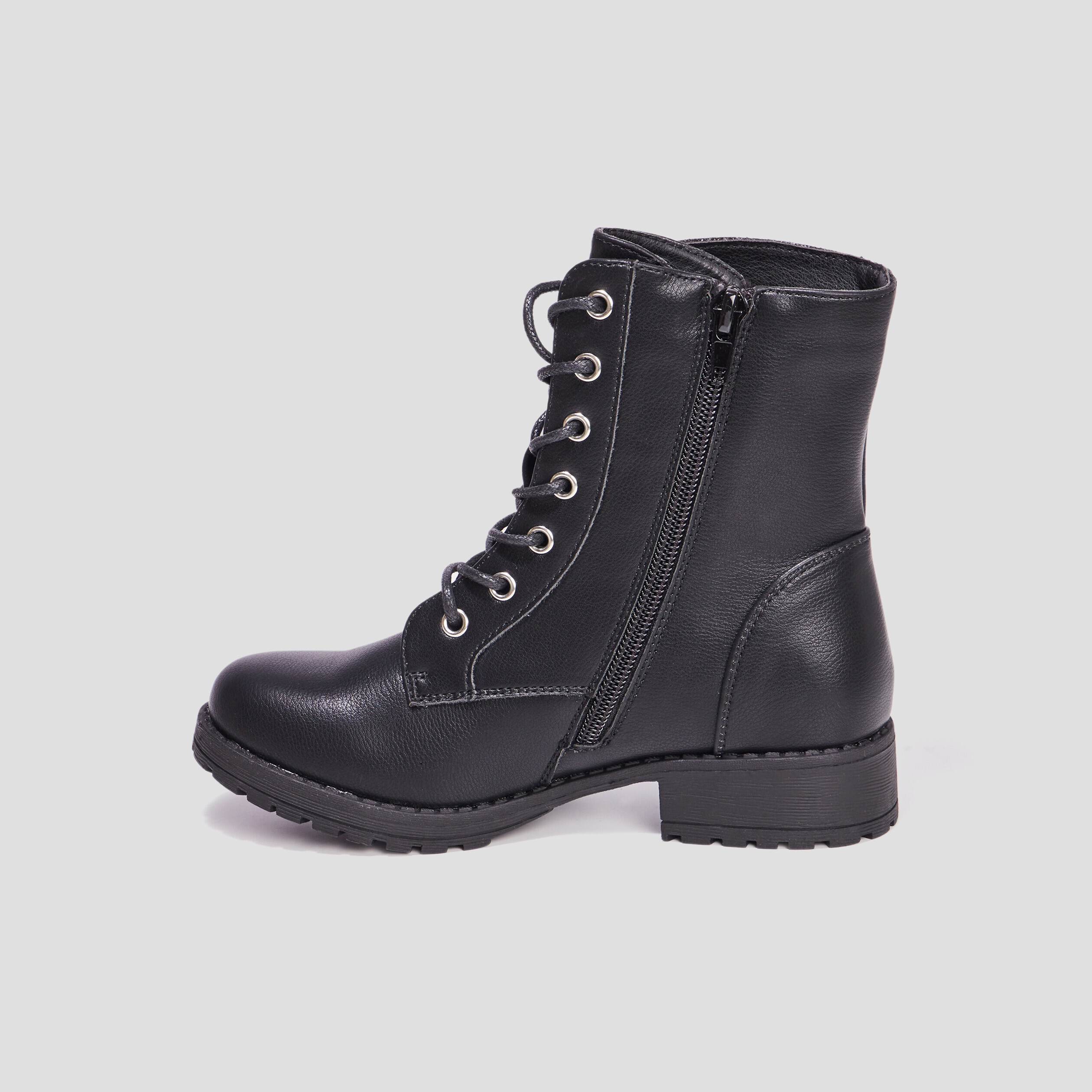 Bottines revers zippées et crantées noir fille | La Halle