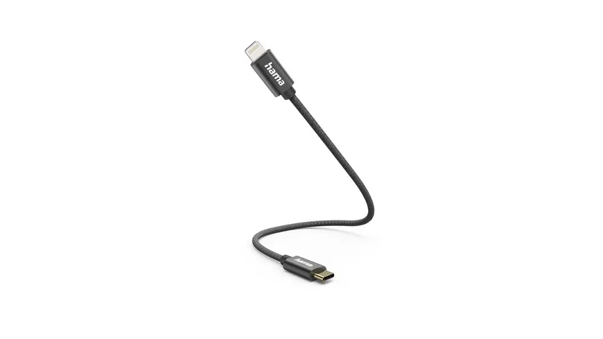 Hama Ladekabel, USB-C - Lightning, 0,2 m, Nylon, Schwarz