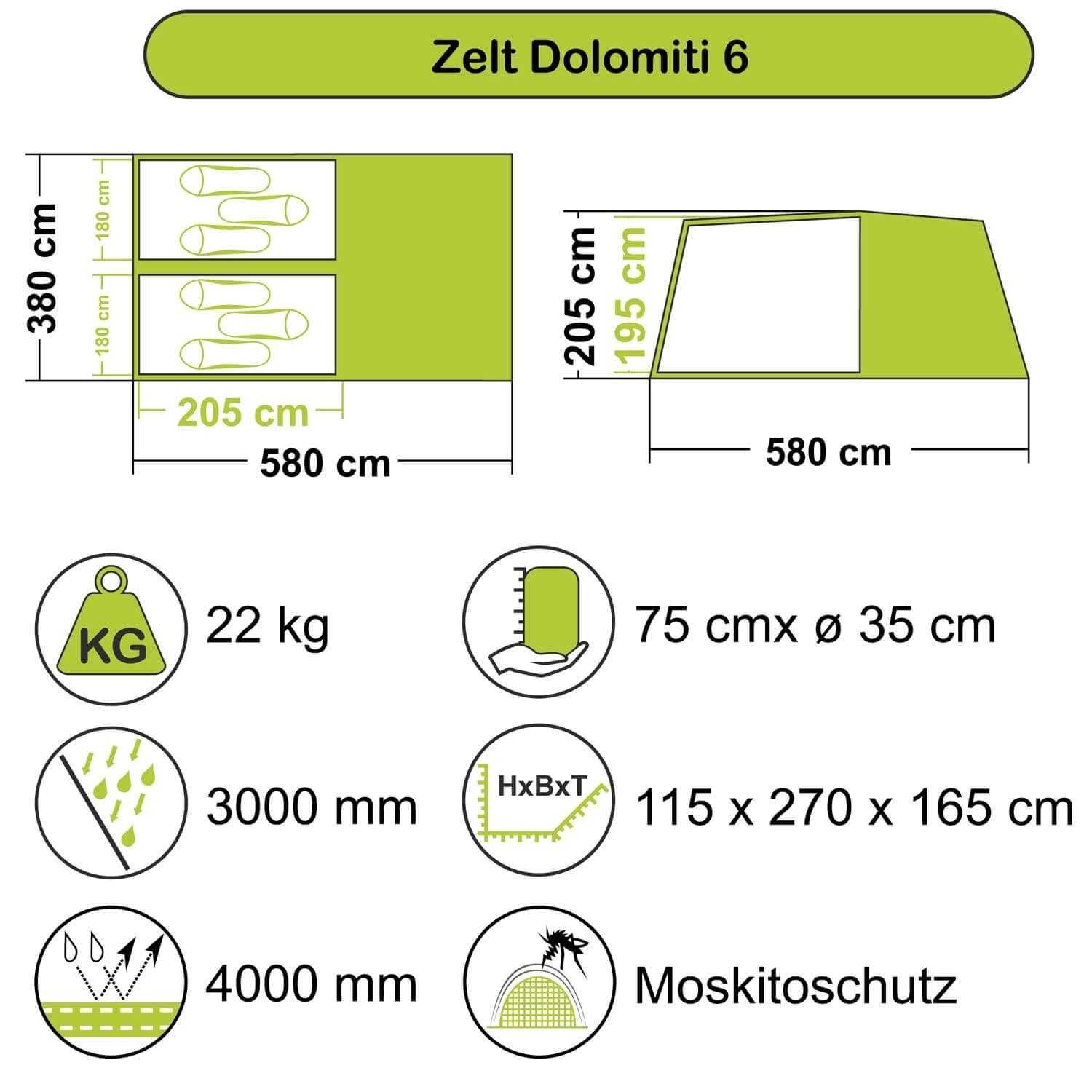 Tunnelzelt Dolomiti 6