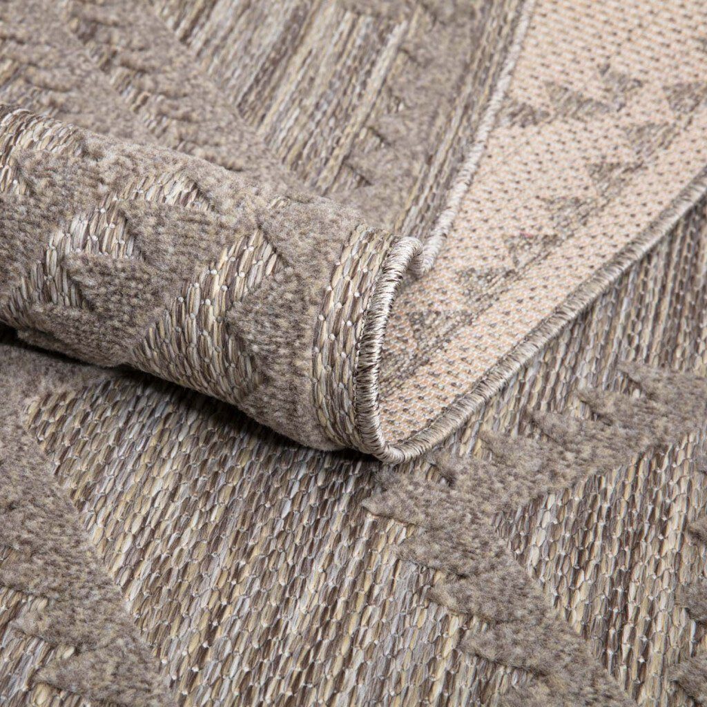 Teppich In-& Outdoorteppich Santorini 454, 3D-Effekt, Raute-Optik, Carpet City, rechteckig, Höhe: 5 mm, Wetterfest & UV-beständig für Terrasse, Balkon, Küche, Flur