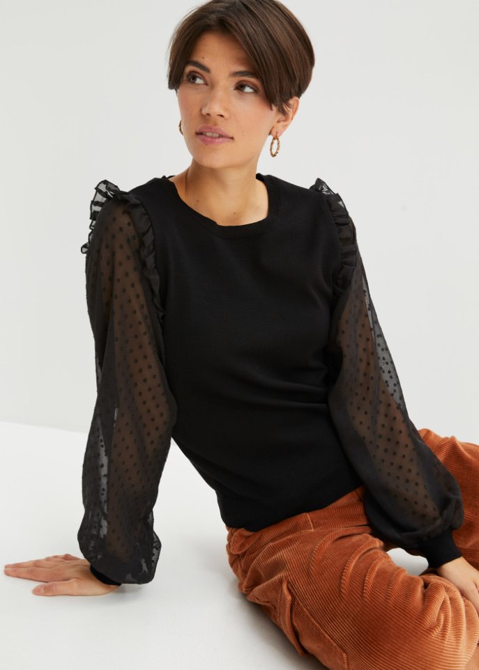 Pullover mit Spiztenärmeln