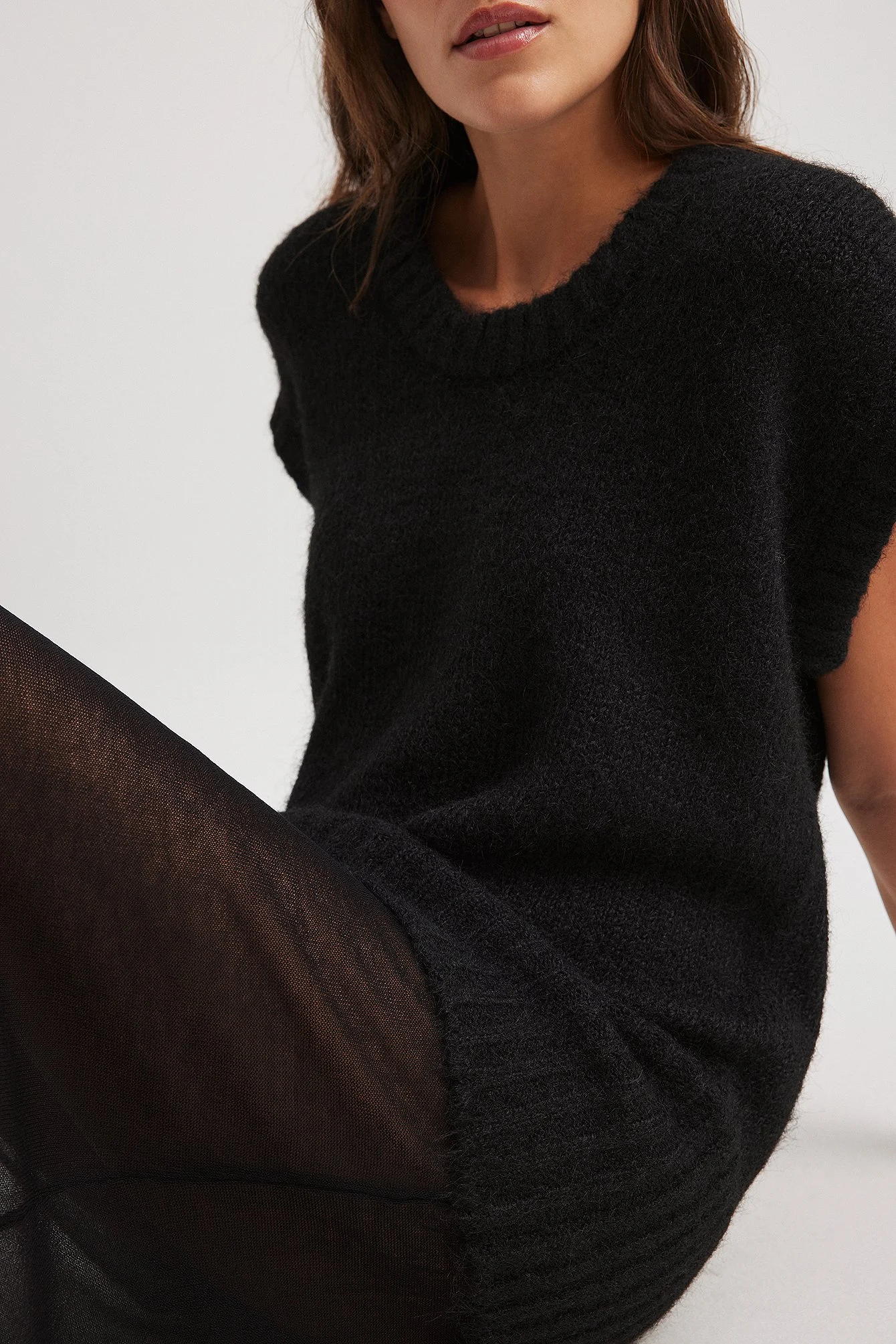 Maxikleid aus Strick-Mix