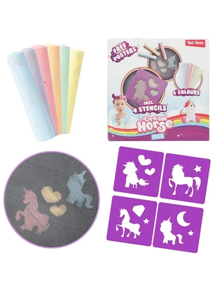 Toi-Toys Einhorn Straßenkreide mit Schablonen Kinder-Kreide 3 Jahre günstig kaufen onesize