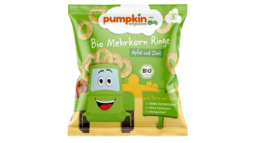 pumpkin organics Bio Mehrkorn Ringe mit Apfel & Zimt 20 g