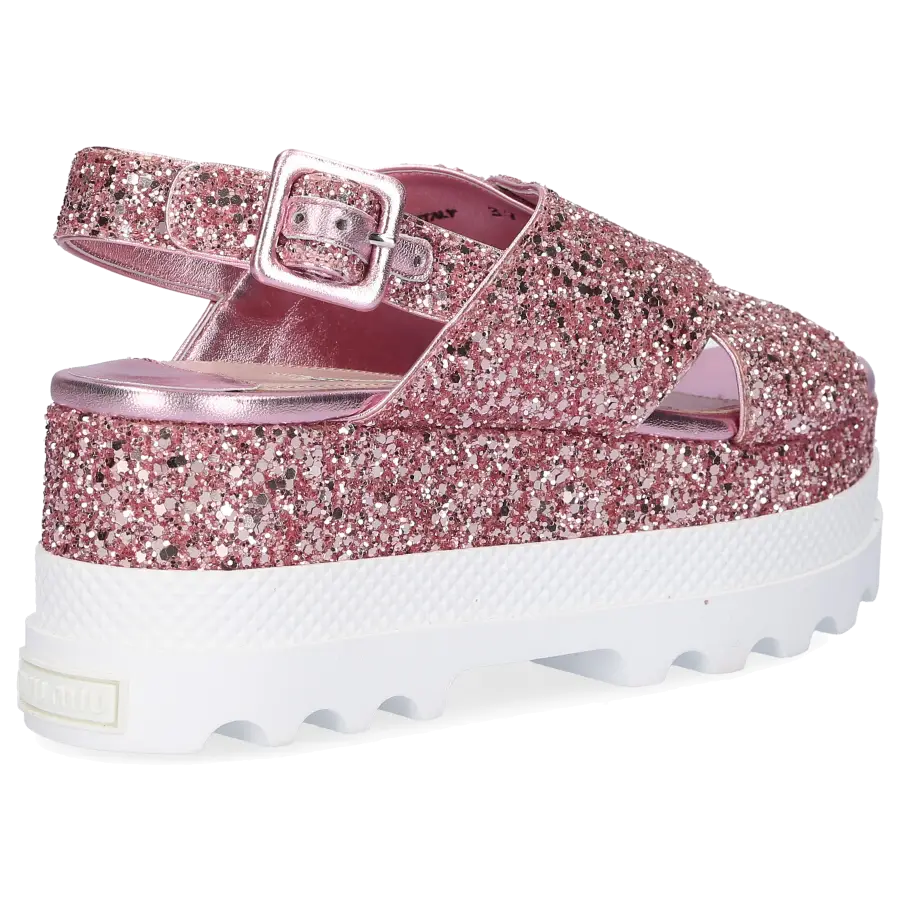 Miu Miu - Plateausandalen Glitter - pink