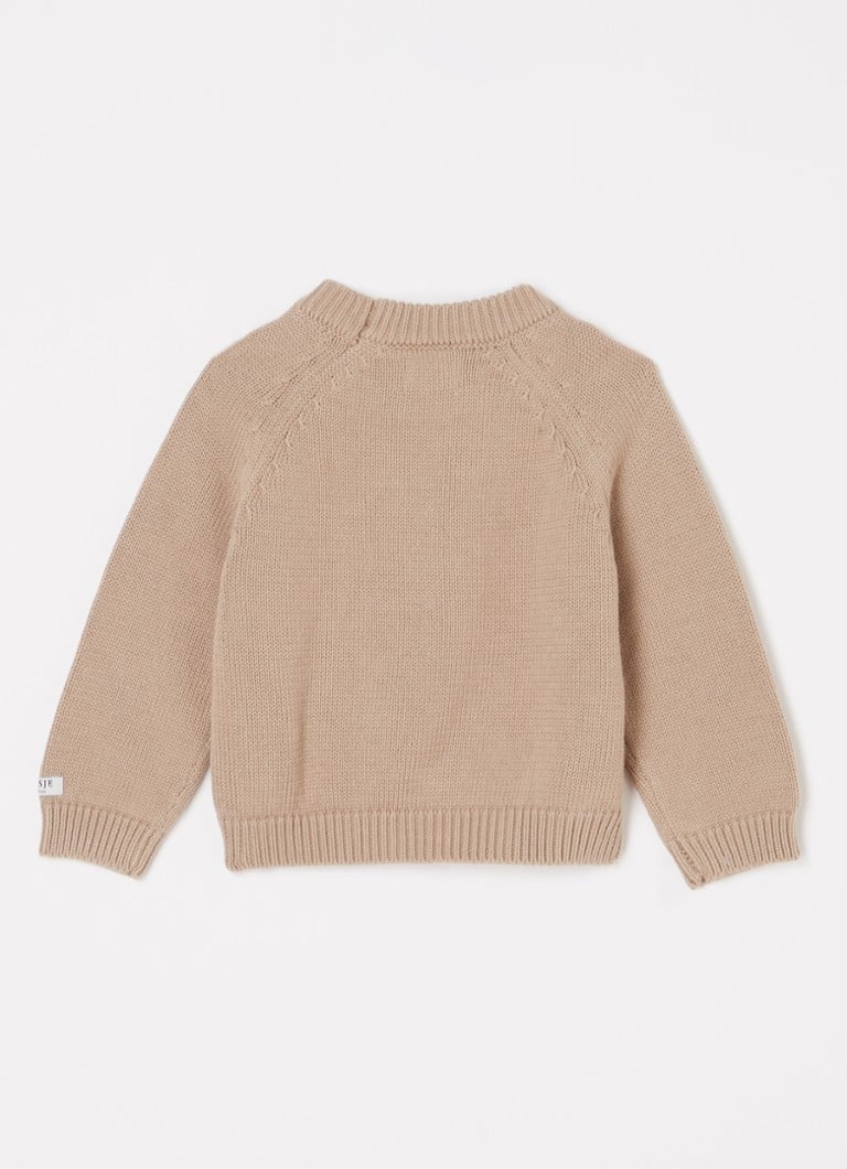 Pulover din tricot fin Donsje Amsterdam Loeke Teddy Bear cu buzunar plasat