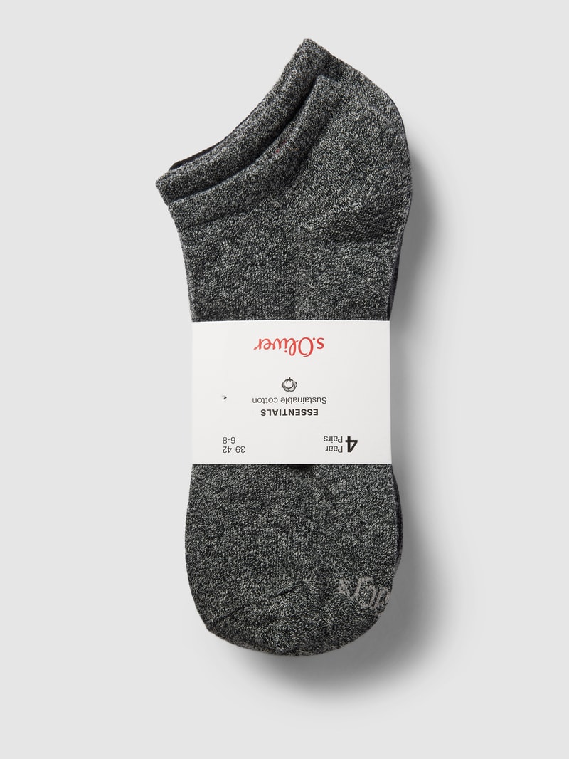 Sneakersocken mit Stretch-Anteil im 4er-Pack in anthrazit meliert