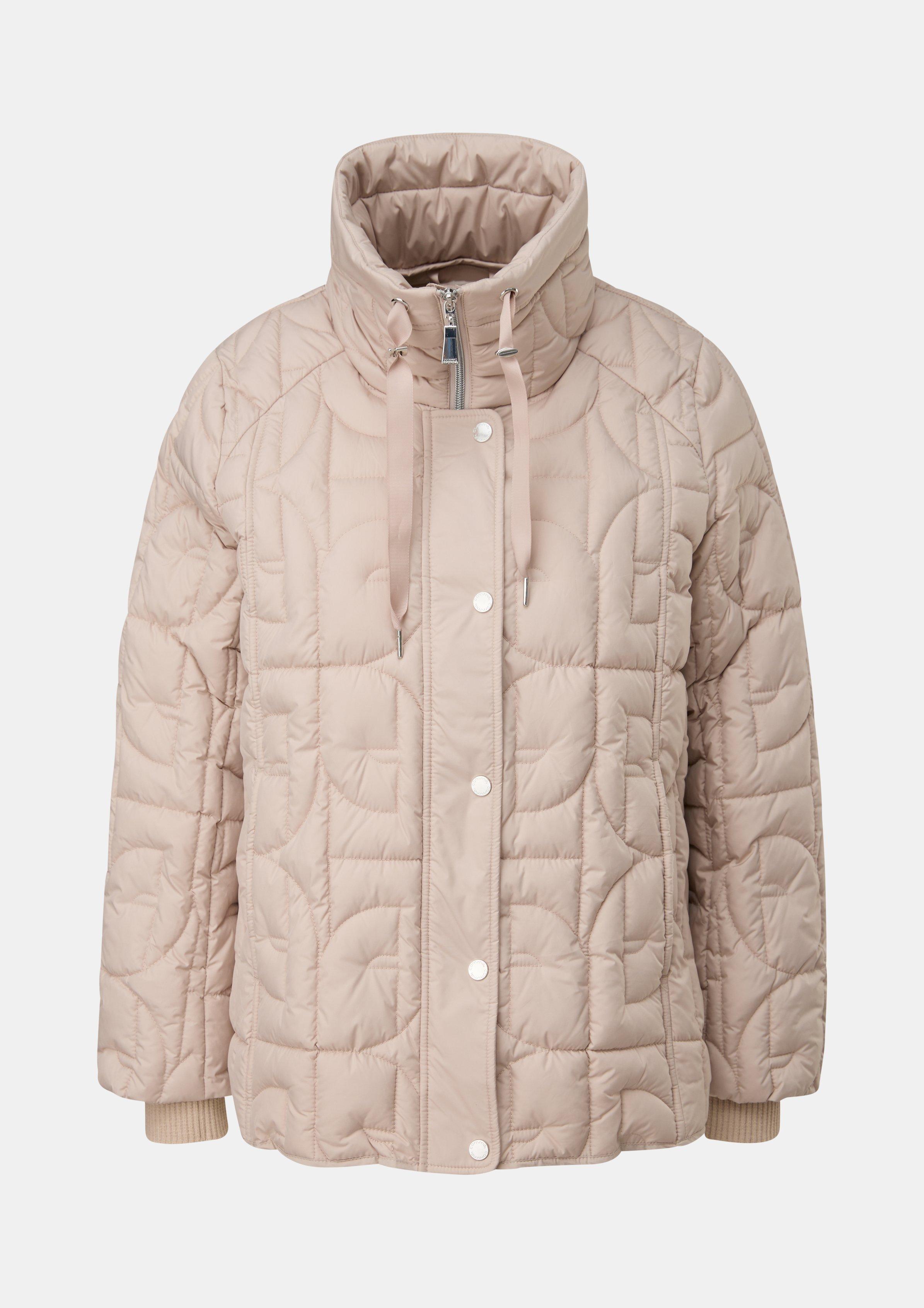 Logo-Steppjacke mit Stehkragen - beige