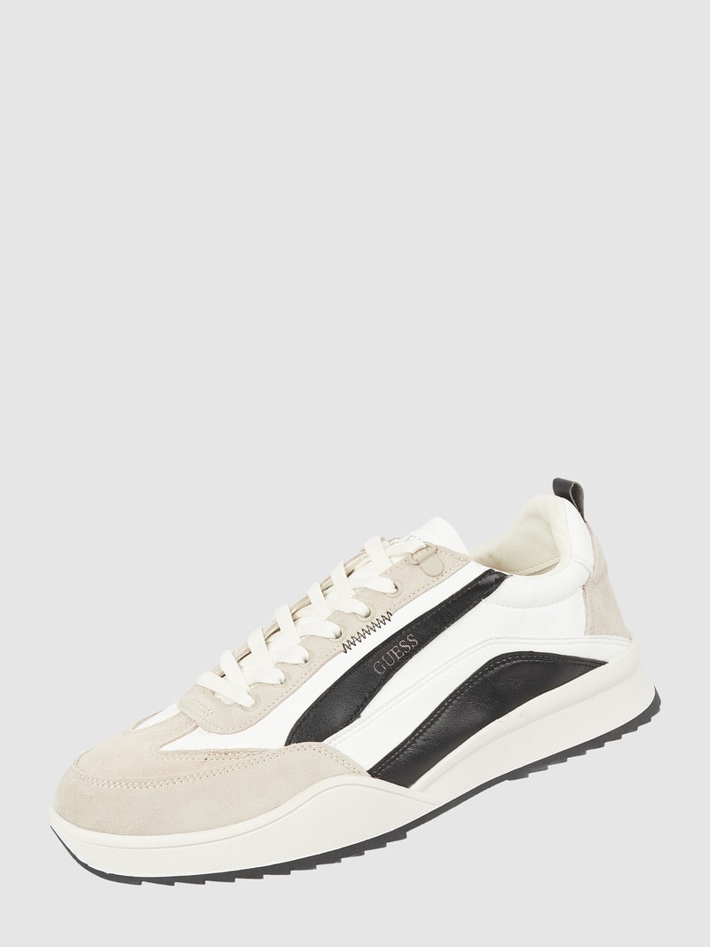 Sneaker mit Kontrastbesatz Modell 'Monte' in mittelbraun