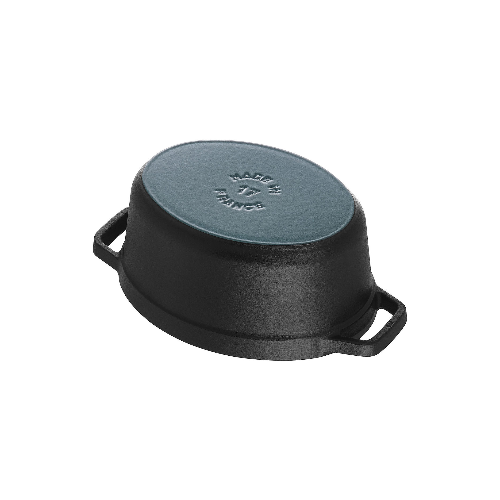 Cocotte Schweinedeckel 17 cm, oval, Schwarz, Gusseisen