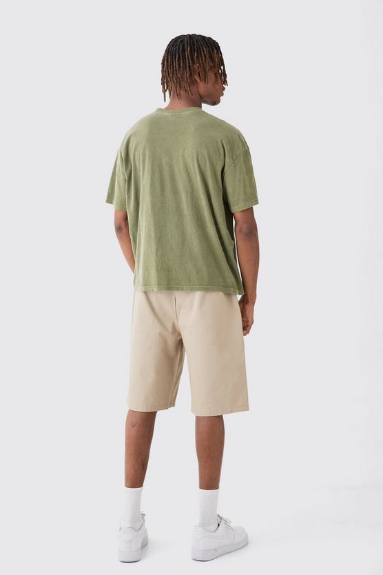 Tall lockere Twill Utility-Shorts mit elastischem Bund