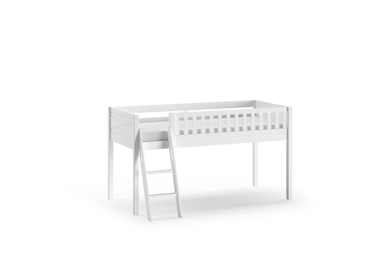 VIPACK Spielbett SCOTT, LF 90 x 200 cm, mit Rolllattenrost, Leiter und Textilset Vorhang und Tunnel 