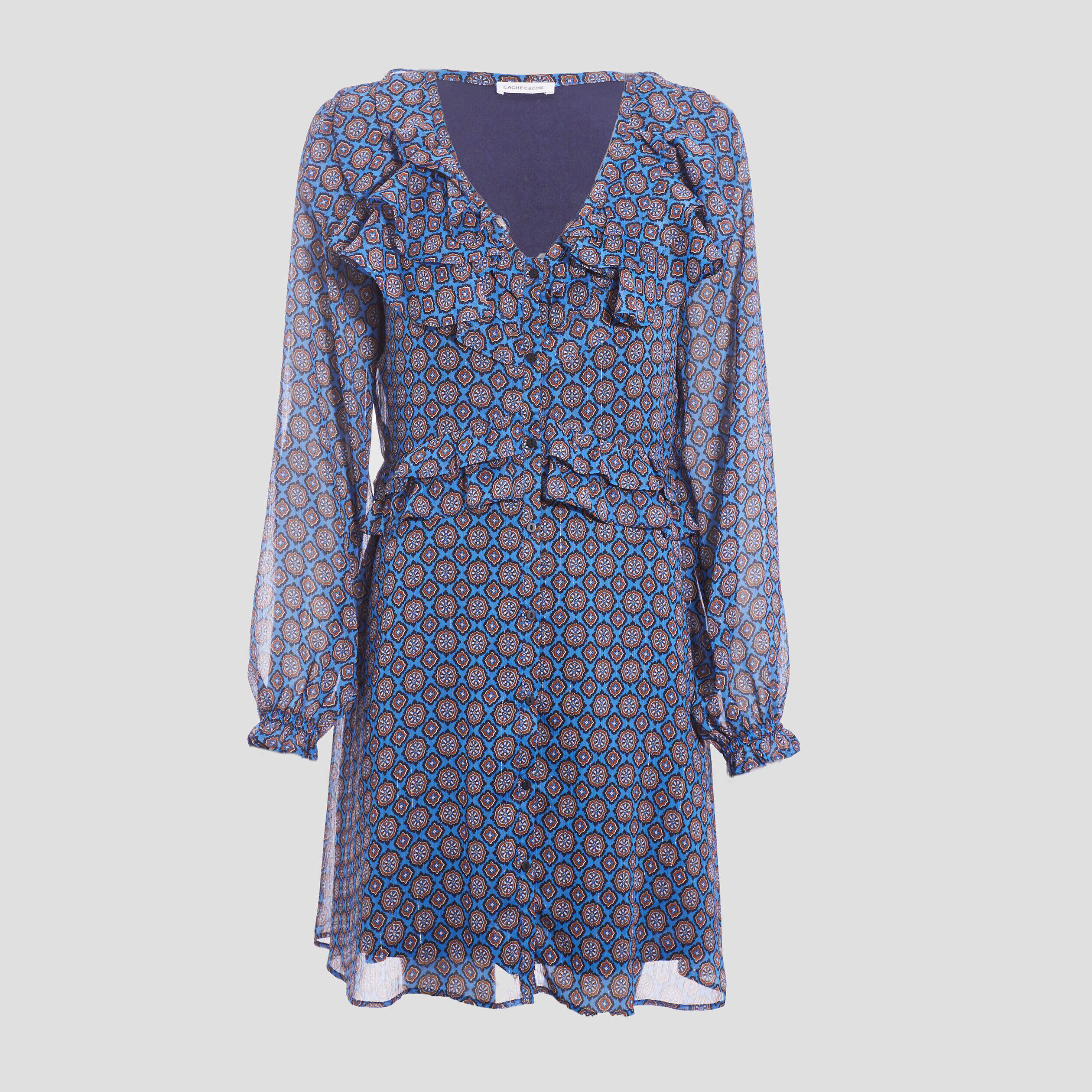 Robe manches longues bleu femme | Cache Cache