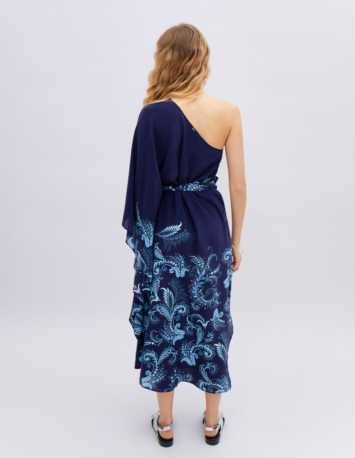 Robe asymétrique bleue motif cachemire IKKS x GIGEEZ Femme
