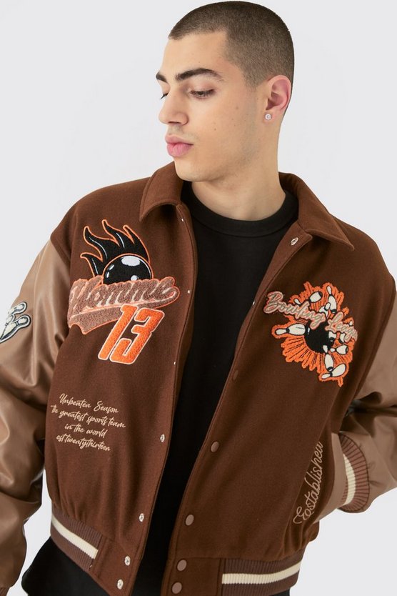 Kastige Melton Jacke mit PU-Kragen
