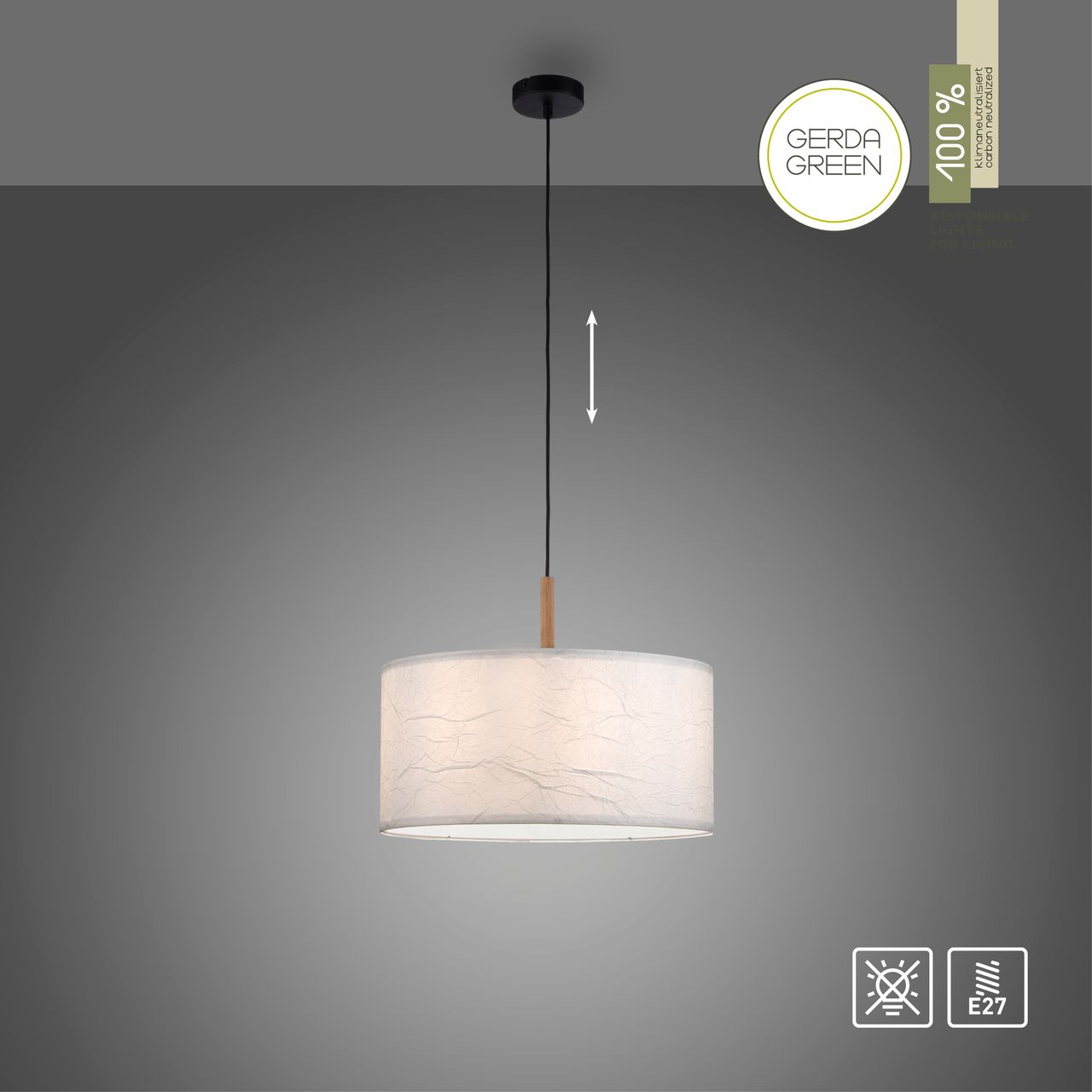 JUST LIGHT Pendelleuchte GREEN SOFIE, 1x E27/10,00 Watt, Ø44,5 cm, Weiss