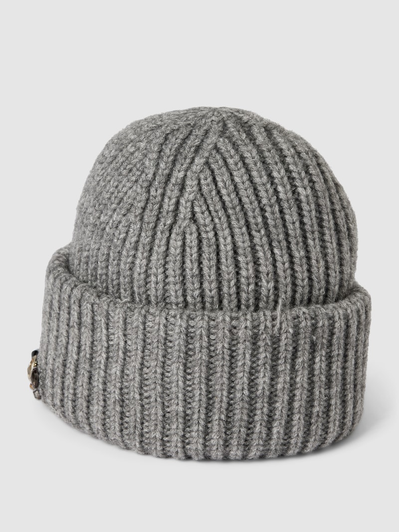 Beanie mit Ziersteinbesatz in mittelgrau meliert