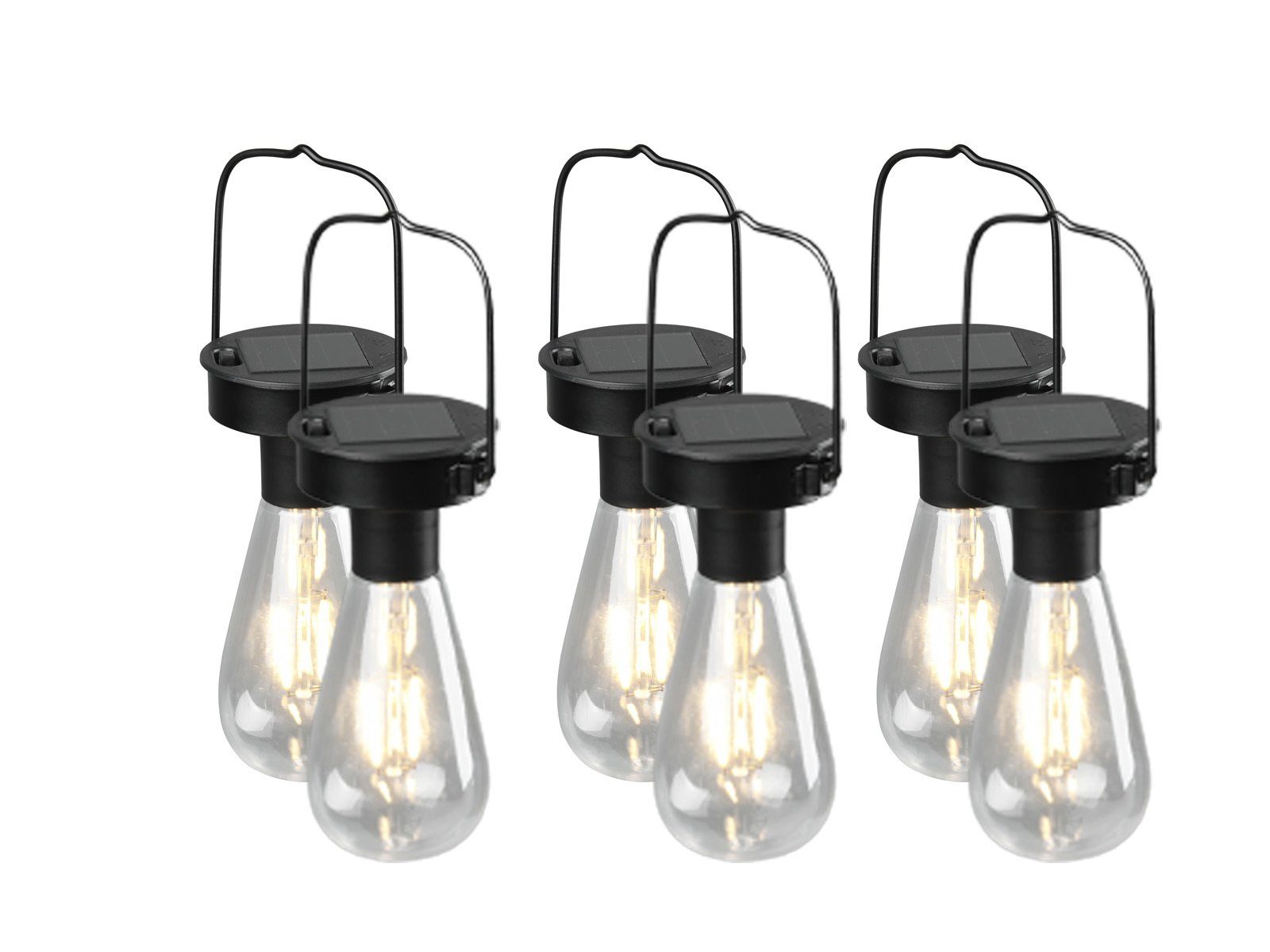 meineWunschleuchte LED Solarleuchte, Dämmerungssensor, LED fest integriert, 6erSet Solar-lichter Hängeleuchte Outdoor hängend Garten & Balkon Ø7cm