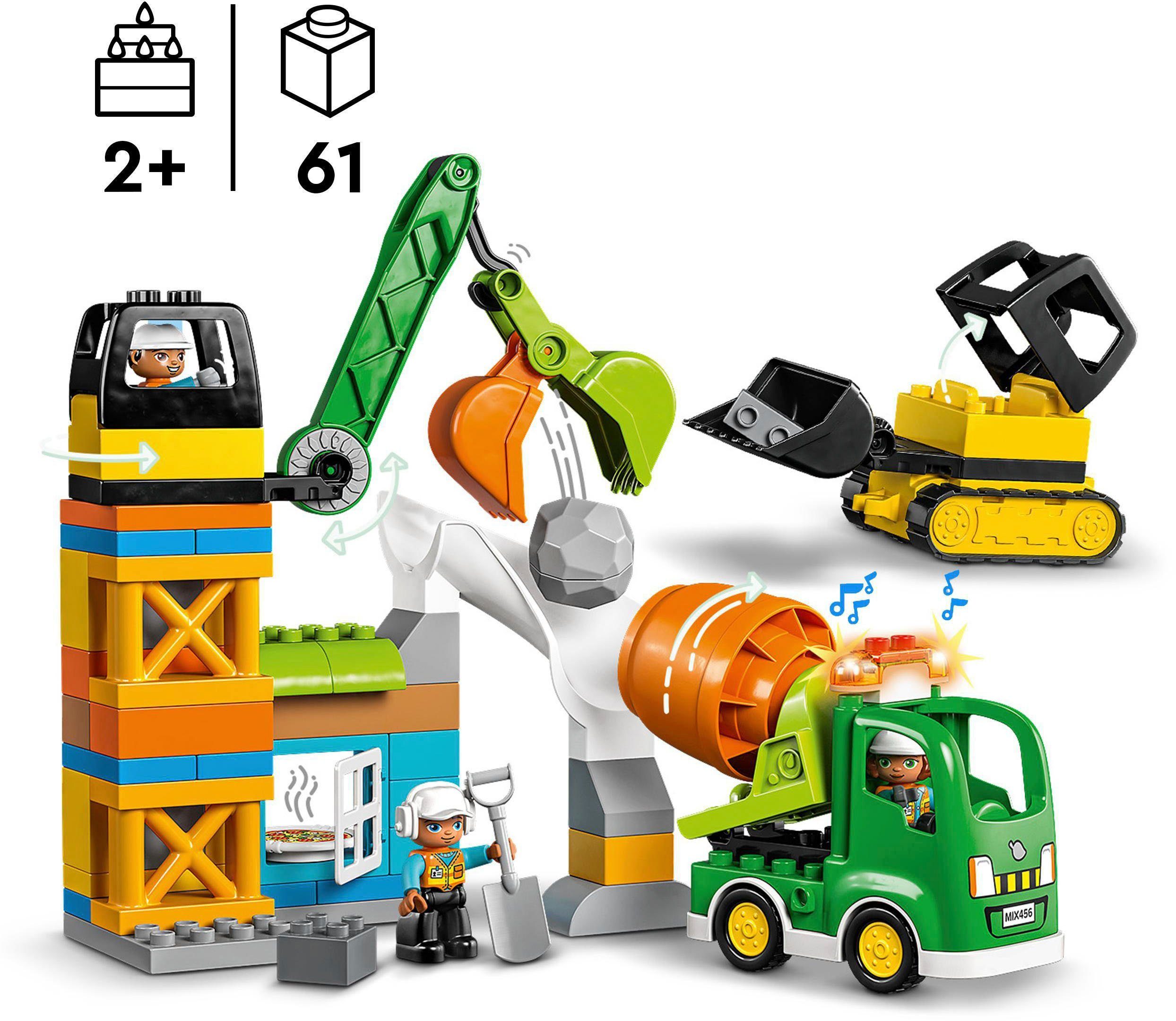 LEGO® Konstruktionsspielsteine Baustelle mit Baufahrzeugen (10990), LEGO® DUPLO Town, (61 St), mit Licht und Sound; Made in Europe