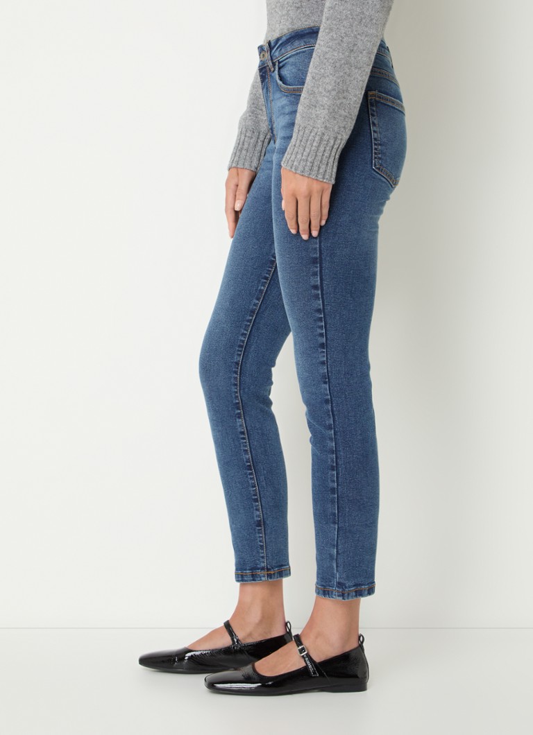 Blugi skinny Benetton cu talie înaltă, din amestec de bumbac organic, într-o nuanță medie