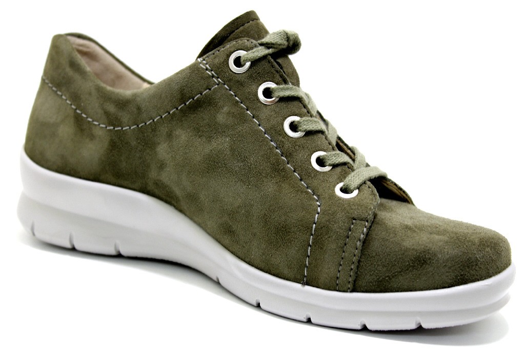 SEMLER Komfort Schnürer khaki Xenia schilf samt-chevro