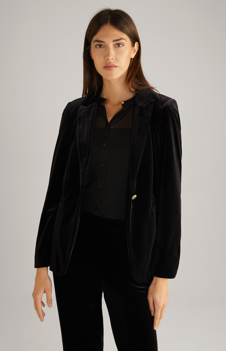 Samt-Blazer in Schwarz