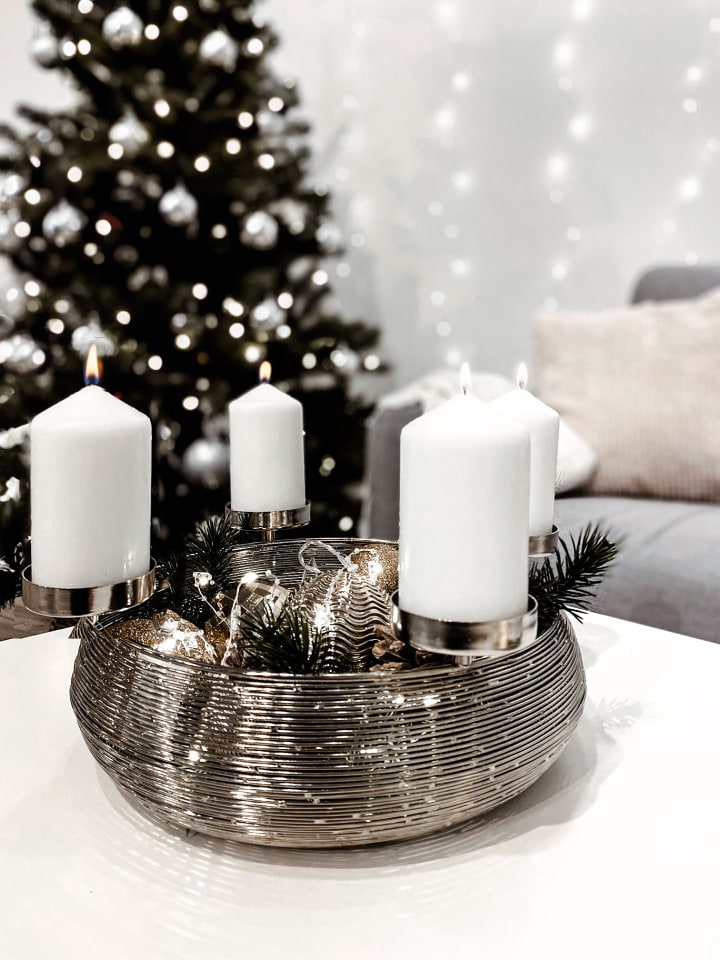 kobolo Adventskranz CANDLEBOWL4 in Silber günstig kaufen onesize
