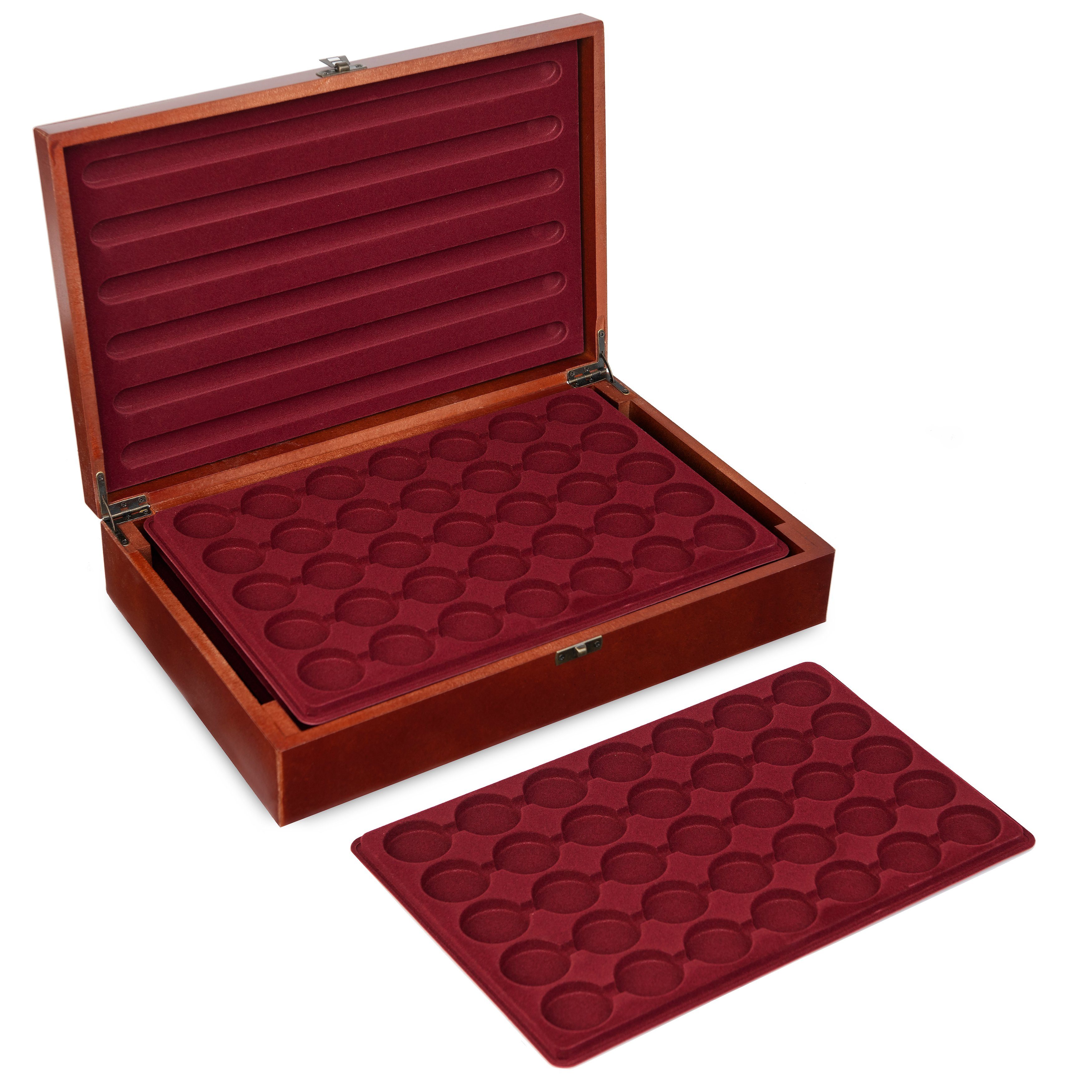 MC.Sammler Sammelkoffer Holz Münzkassette inkl 5 Münztableaus für 175 STK 10 Euro Münzen, ohne Münzkapseln