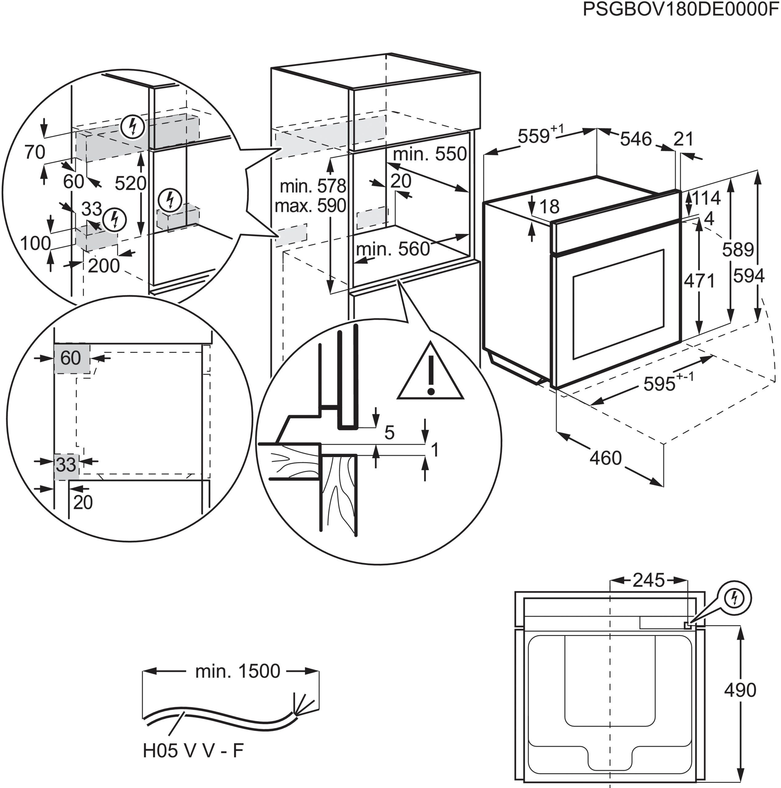 AEG Einbaubackofen 6000 BES331110B 944 187 812, mit 1-fach-Teleskopauszug, Aqua-Reinigungsfunktion