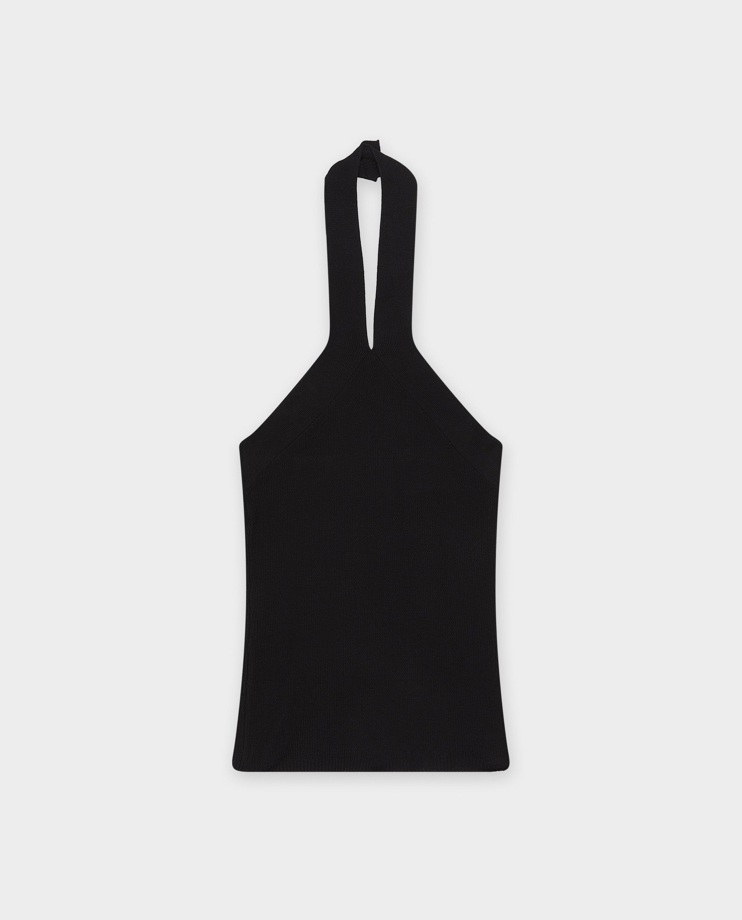 Top tricotat Nanja Massy cu nervuri fine negre