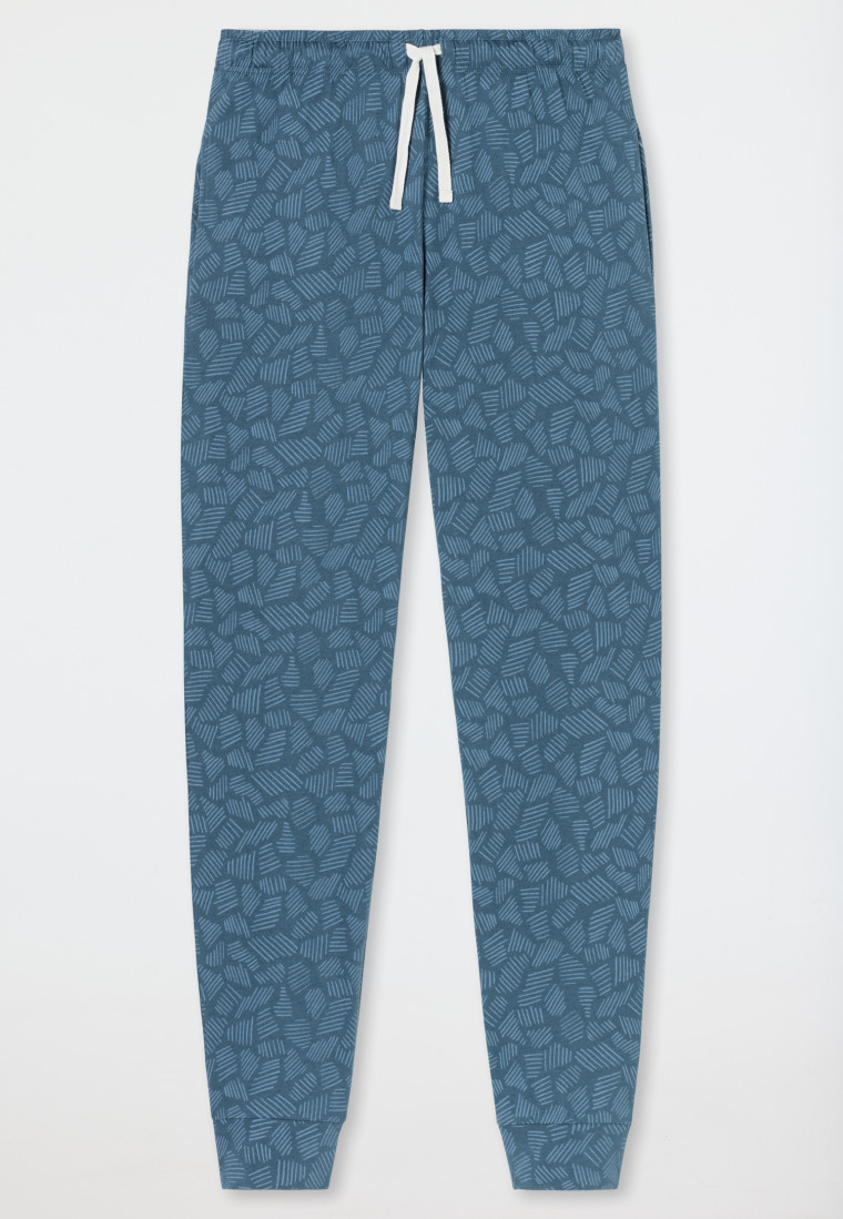Hose lang Jersey Bündchen jeansblau gemustert - Mix+Relax